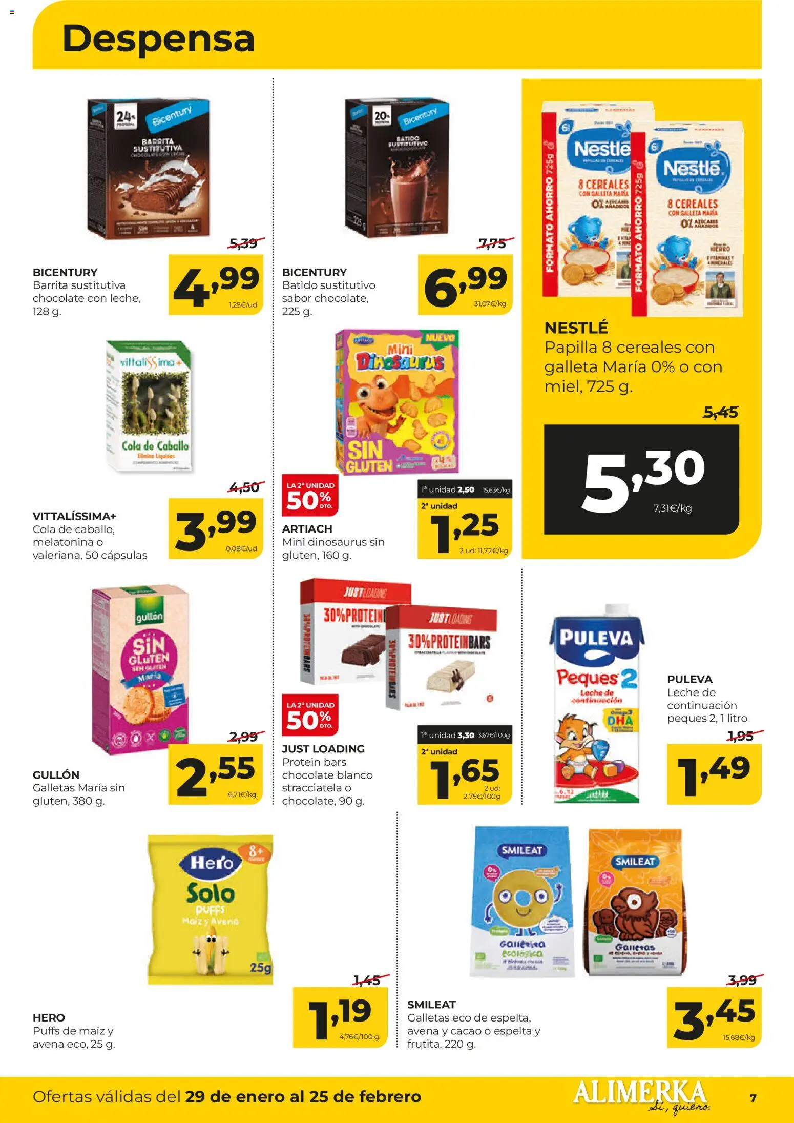Alimerka folleto Asturias │ válido desde el 29.01.2026 | Página: 7 | Productos: Chocolate, Cereales, Galletas, Φρυγανιές σικάλεως