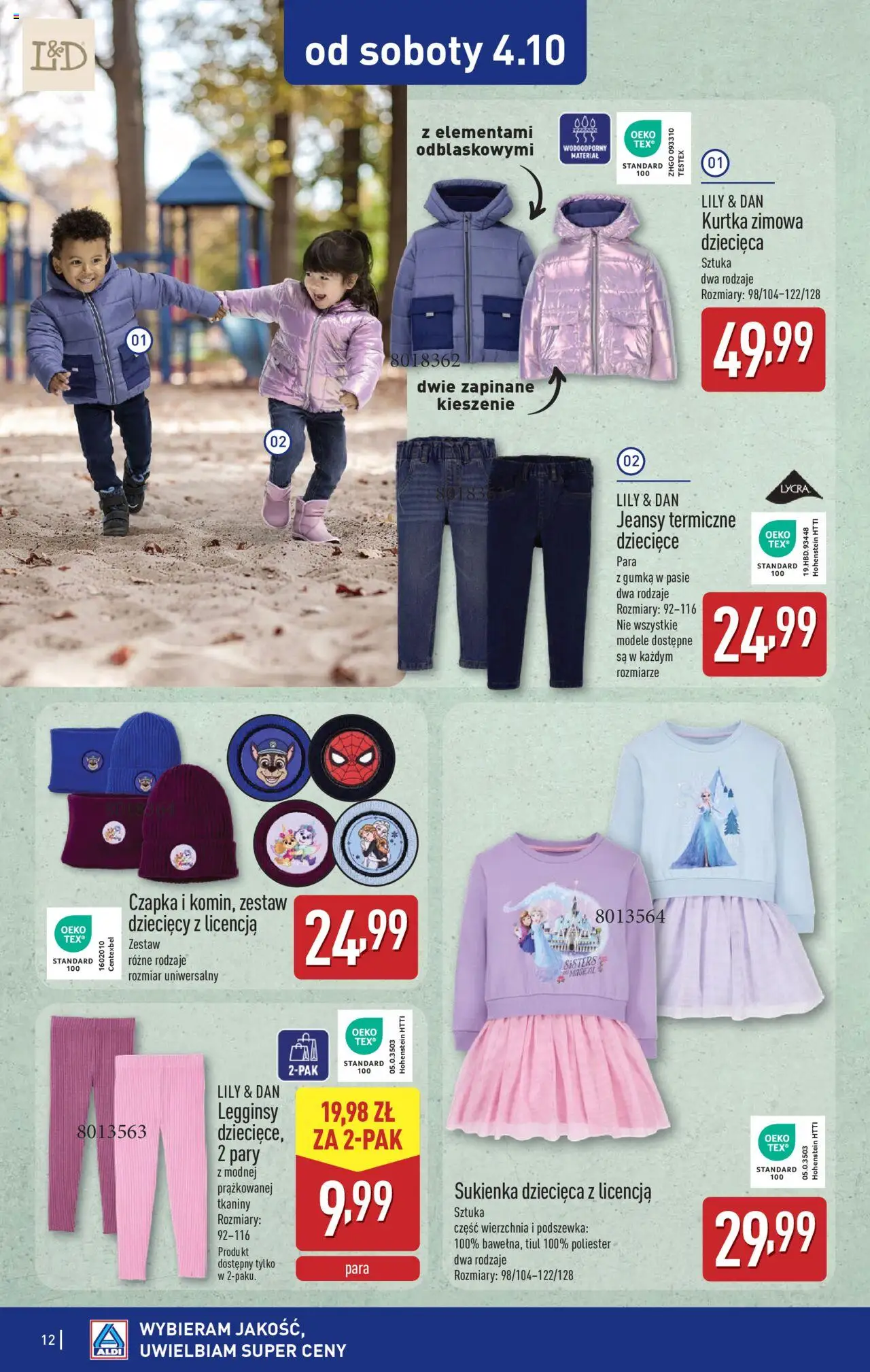 Aldi Gazetka - Artykuły przemysłowe i tekstylia od 29.09.2025 | Strona: 12 | Produkty: Kurtka, Legginsy, Czapka, Sukienka
