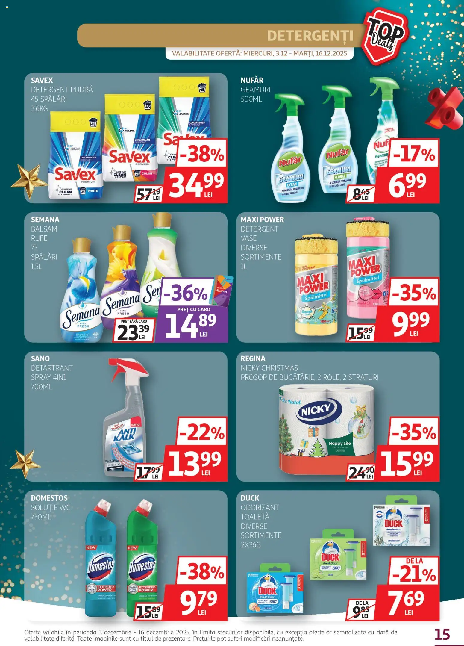 Noul catalog Auchan – valabil de la 03.12.2025 | Pagină: 15 | Produse: Pomelo, Toaletă, Balsam, Detergent