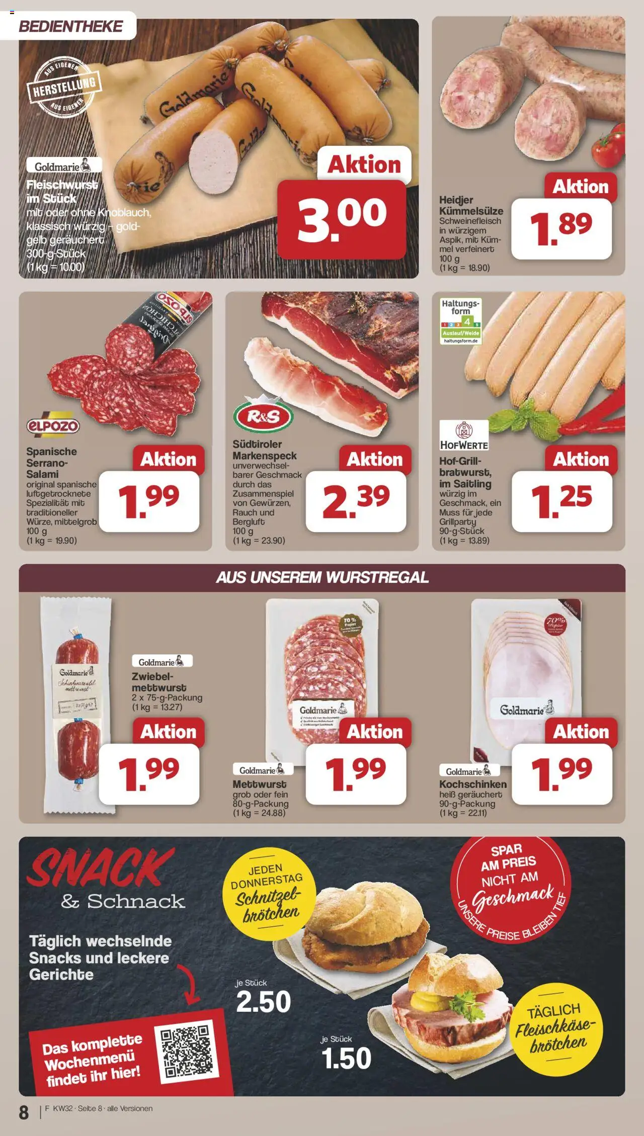 Famila Nordwest Prospekt 	 - gültig ab dem 03.08.2025 | Seite: 8 | Produkte: Schnitzel, Salami, Schweinefleisch