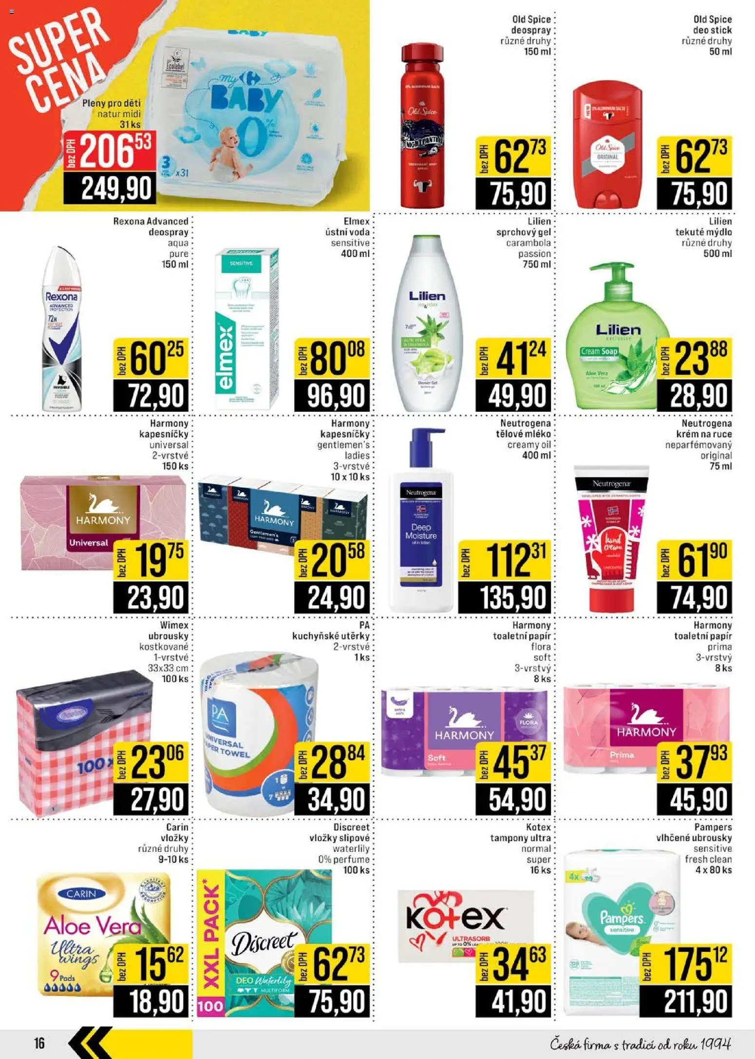 Jip leták - Cash & Carry od 02.01.2026 | Strana: 16 | Produkty: Ústní voda, Voda, Mléko, Rexona