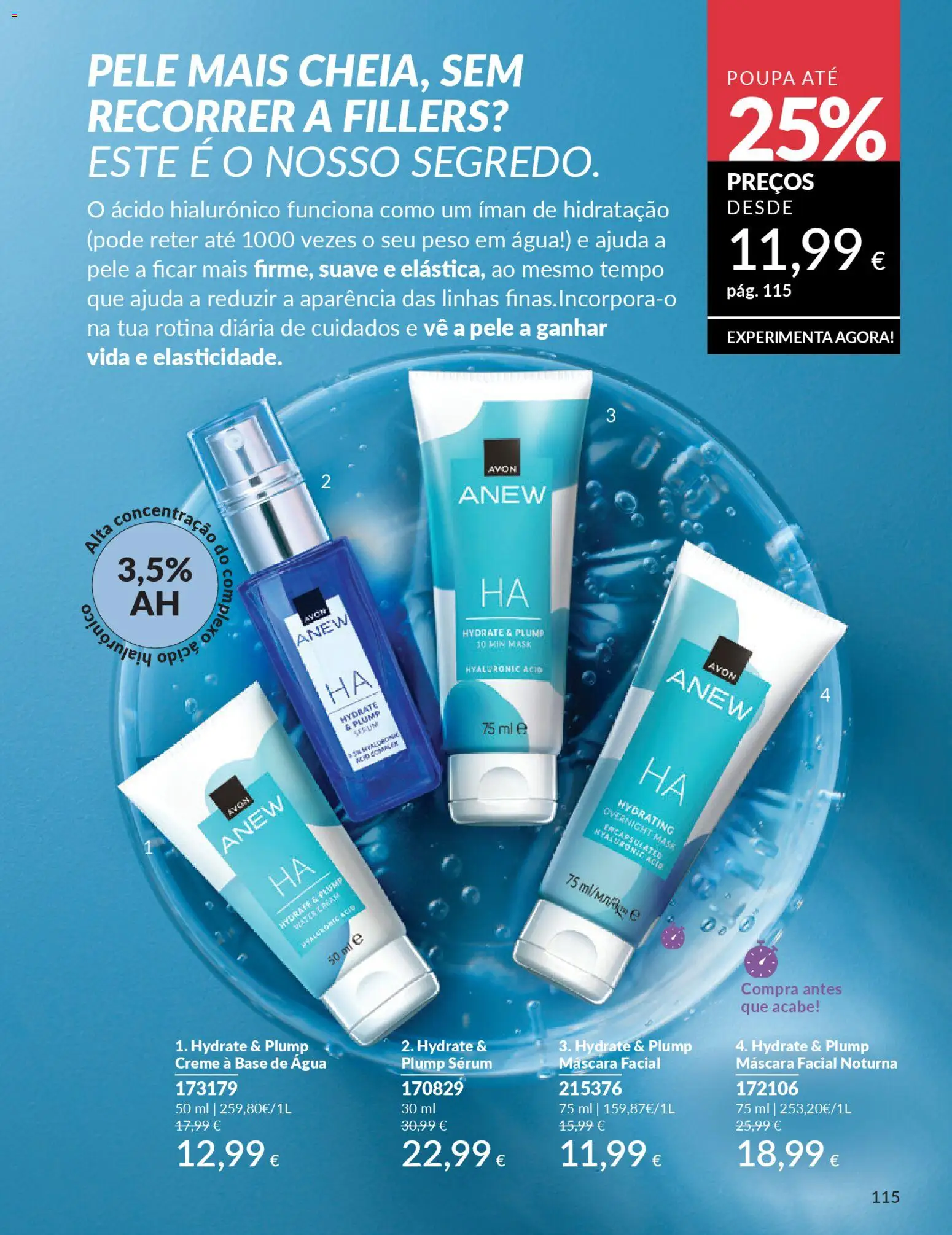 Catálogo Avon Campanha 1 │ válido de 01.01.2026 | Página: 115 | Produtos: Agua, Máscara facial, Base, Creme
