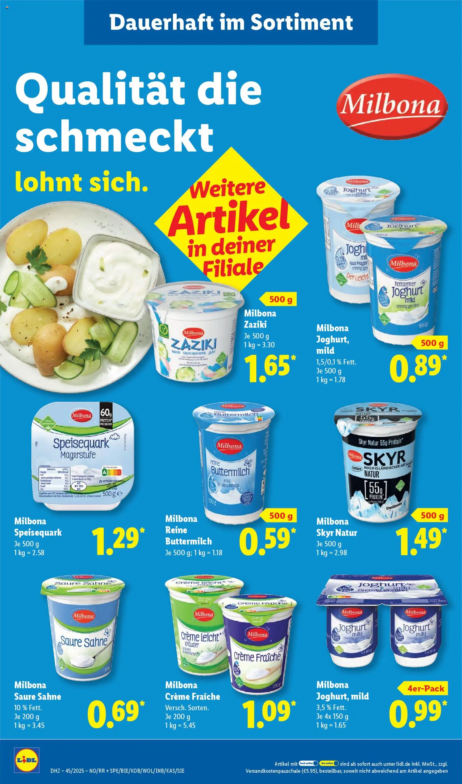 Lidl Prospekt Heppenheim – gültig ab 03.11.2025 | Seite: 10 | Produkte: Buttermilch, Joghurt, Skyr, Sahne