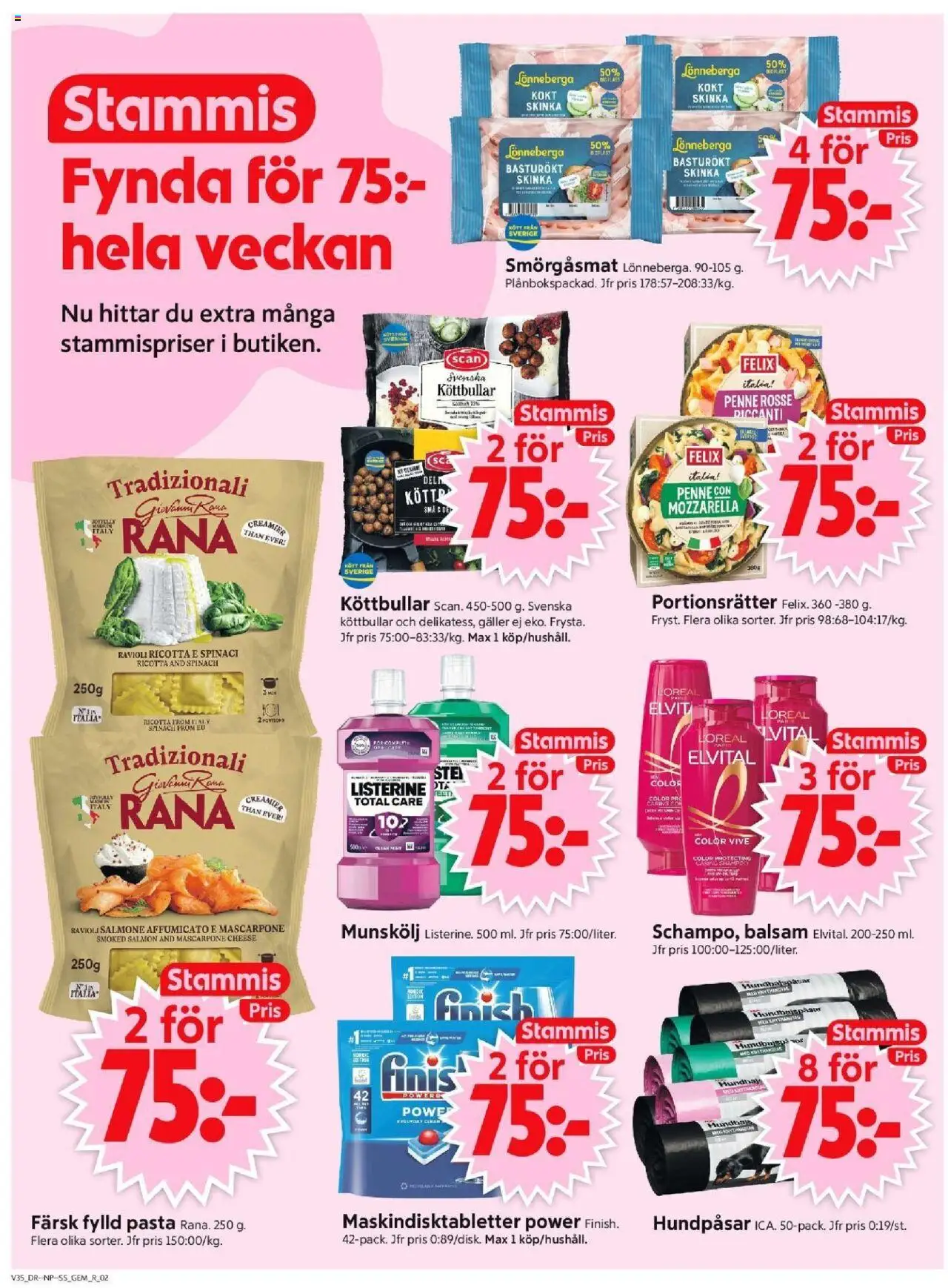 ICA Supermarket reklamblad aktuell från 25.08.2025 | Sida: 2 | Produkter: Köttbullar, Galler, Skinka, Pasta