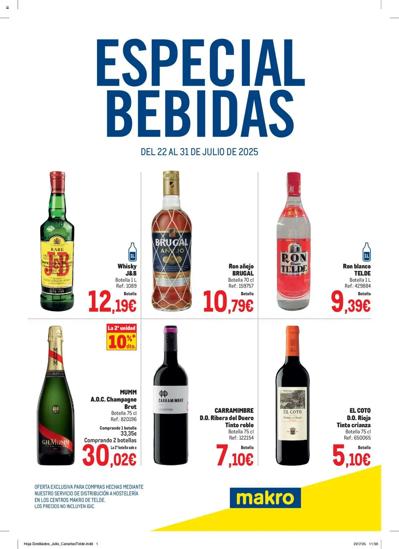 Makro - Especial Bebidas Telde │ válido desde el 22.07.2025 | Página: 1 | Productos: Ron, Whisky, Μανέστρα