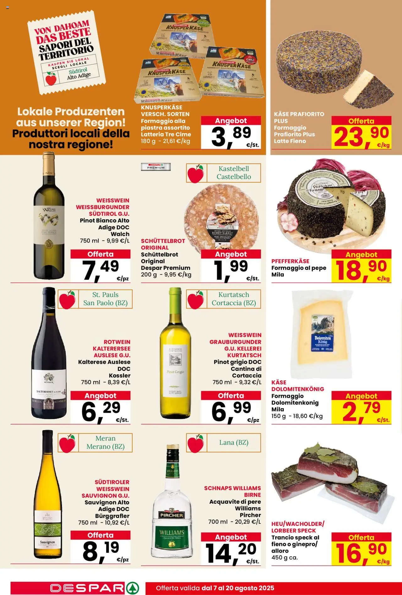 Volantino Despar del 07.08.2025 | Pagina: 12 | Prodotti: Speck, Pane, Pepe, Latte
