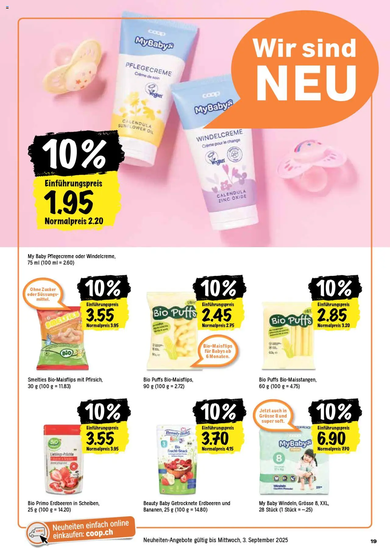 Coop Aktionen ab 21.08.2025 | Seite: 19 | Produkte: Bananen, Erdbeeren, Zucker, Creme
