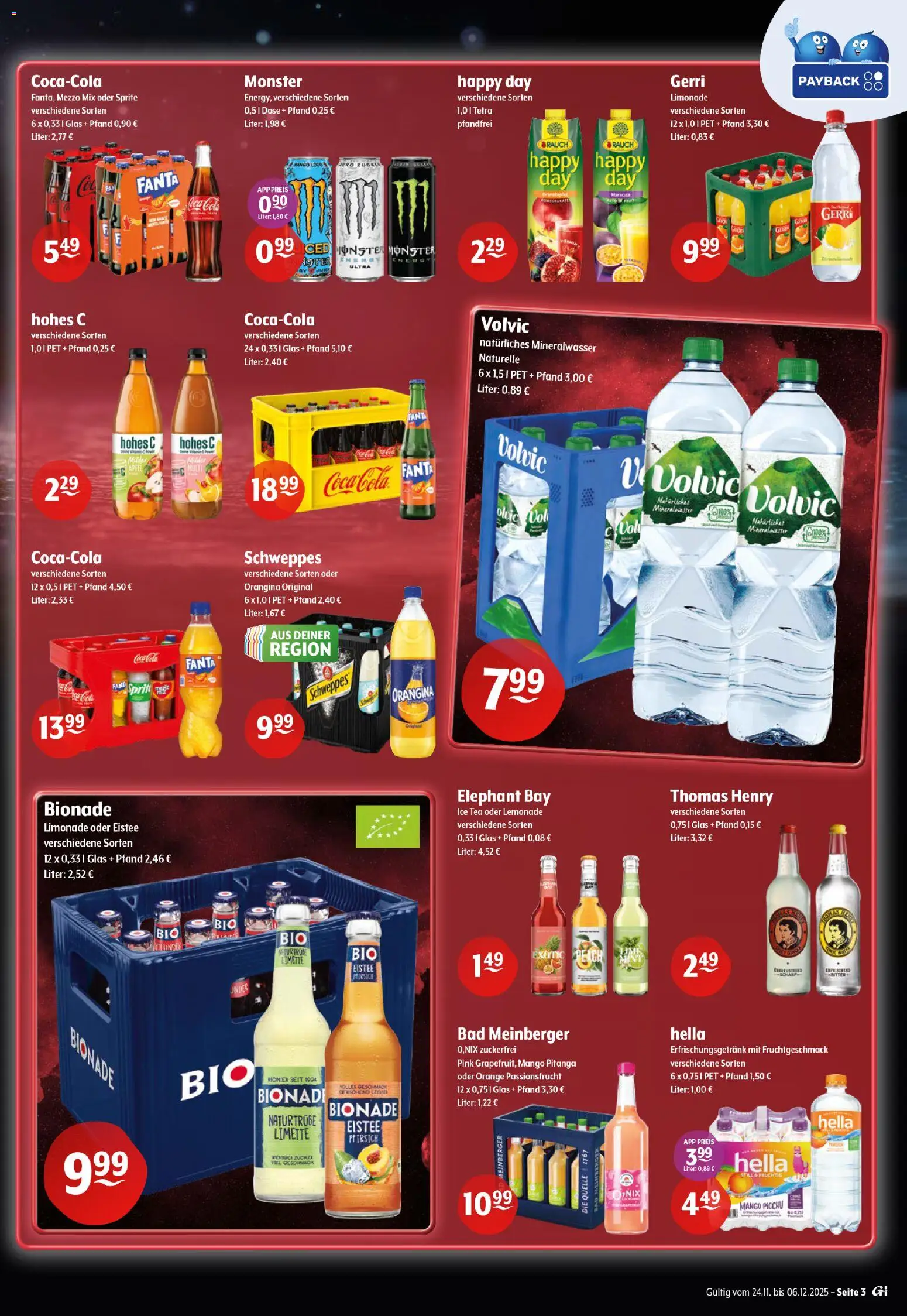 Trink und Spare - Black Friday – gültig ab 24.11.2025 | Seite: 3 | Produkte: Sprite, Mineralwasser, Hella, Pfirsich