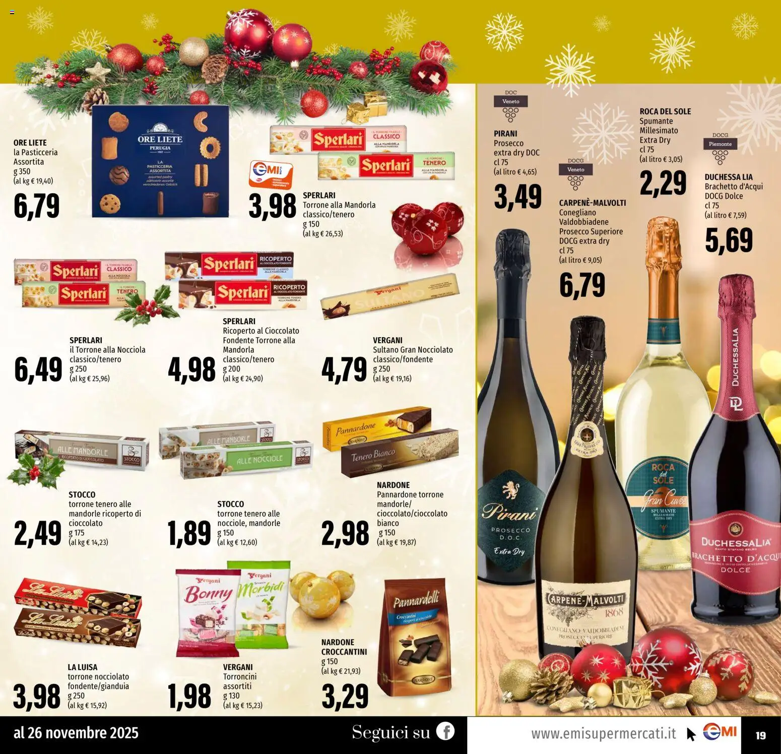 Volantino EMI del 13.11.2025 | Pagina: 19 | Prodotti: Prosecco, Mandorle, Spumante, Torroncini