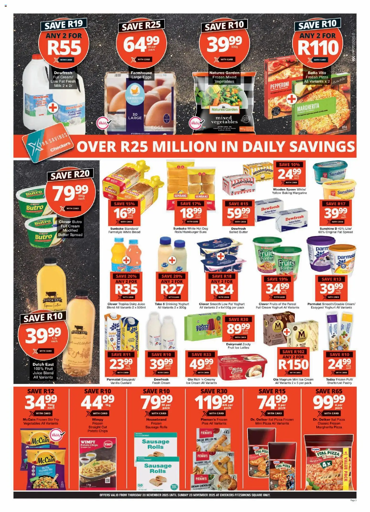 New Checkers catalogue – valid from 20.11.2025 | Page: 3 | Products: Butter, Juice, Vegetables, Griller