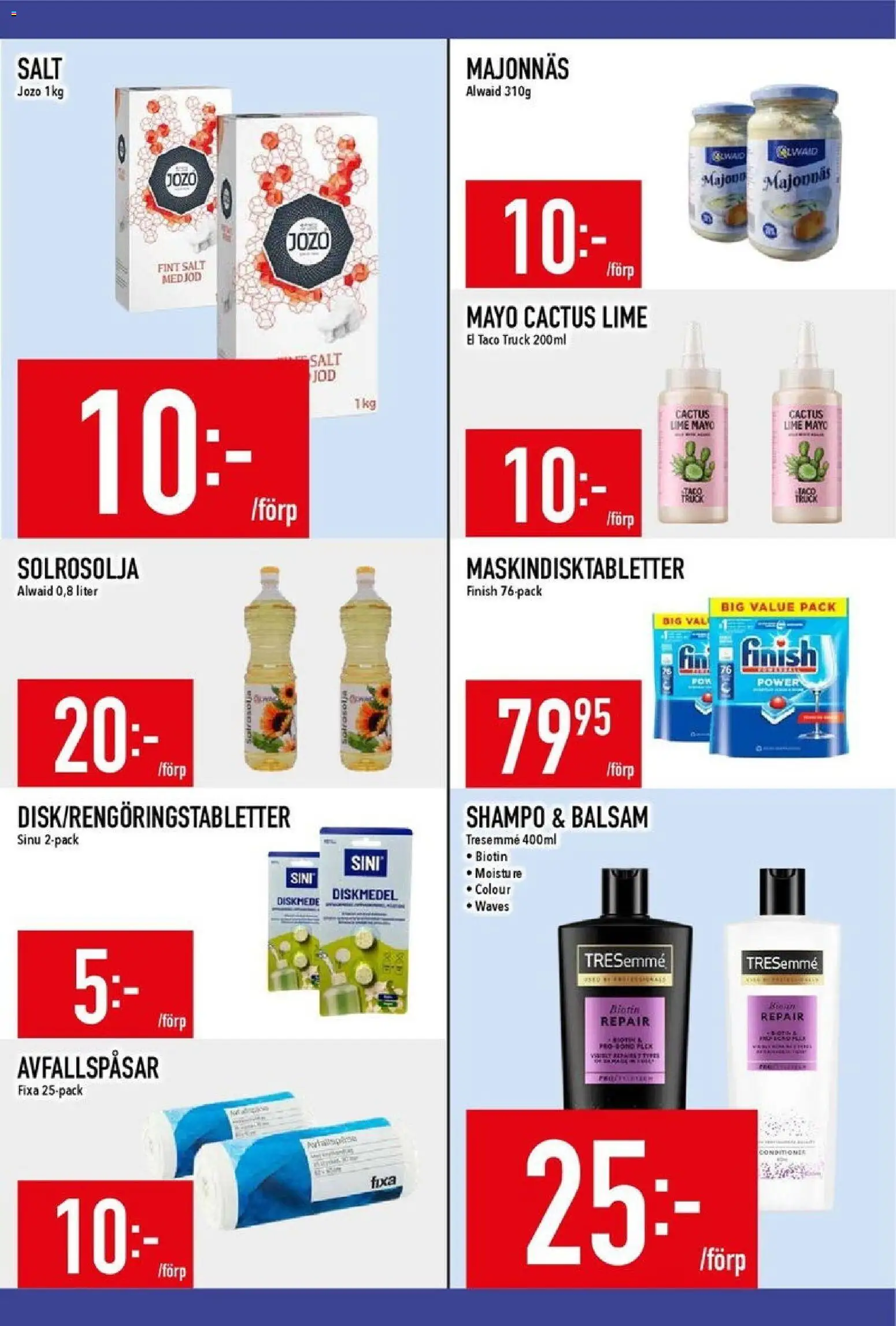 Matdax reklamblad aktuell från 15.12.2025 | Sida: 21 | Produkter: Salt, Avfallspåsar, Majonnäs, Lime