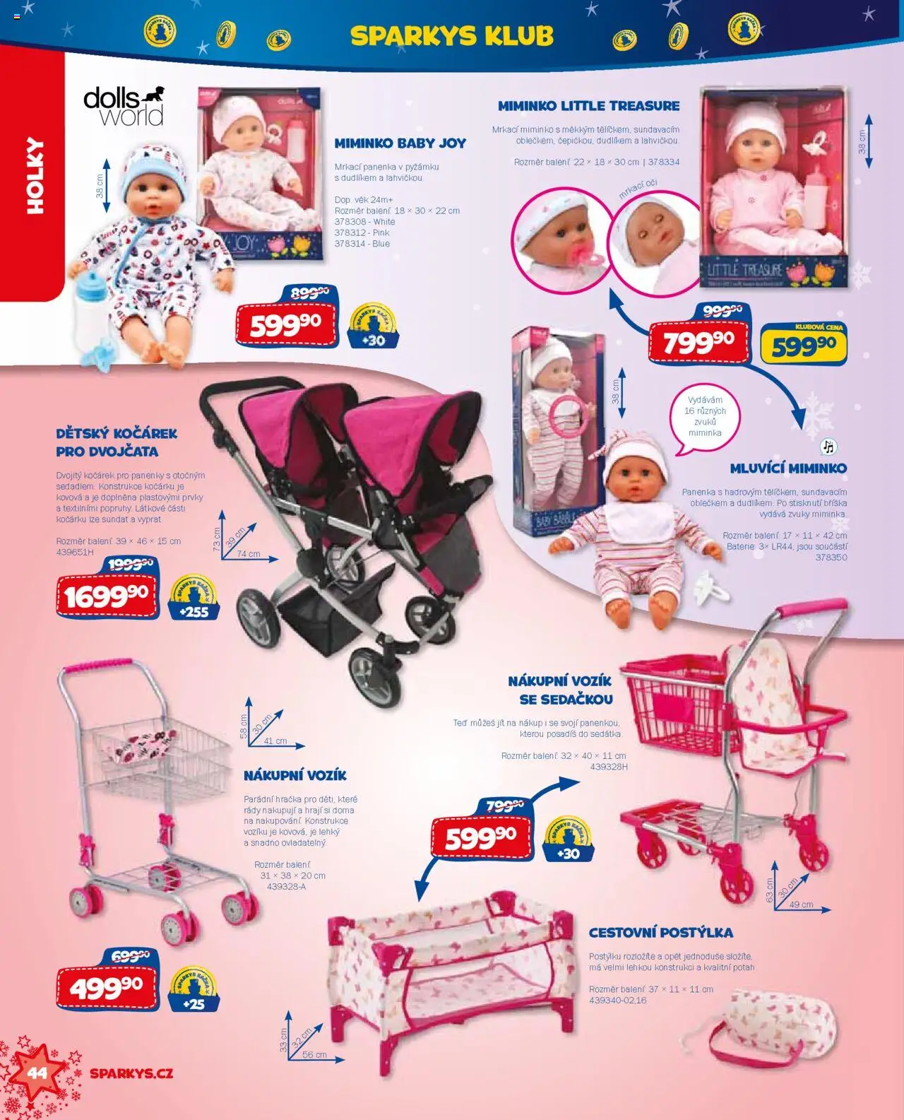 Sparkys katalog Vánoce od 01.10.2025 | Strana: 44 | Produkty: Panenka, Cestovní postýlka, Kočárek, Baterie