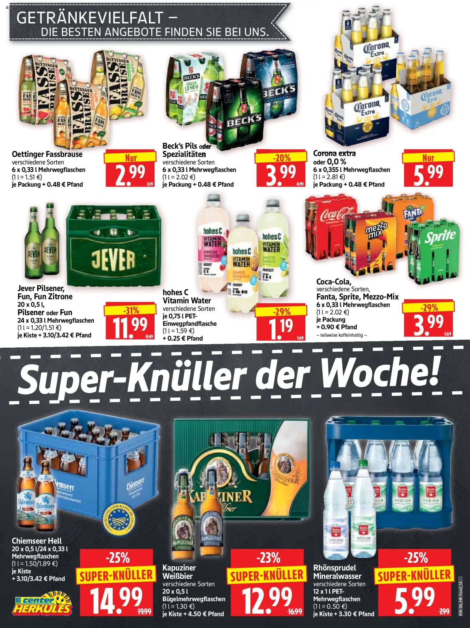 HERKULES Prospekt 	 – gültig ab 10.11.2025 | Seite: 14 | Produkte: Oettinger, Mineralwasser, Zitrone, Jever
