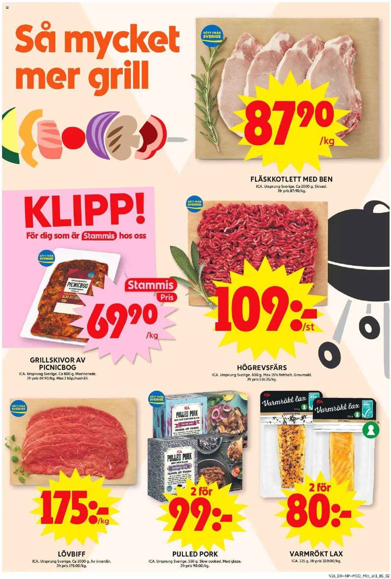 ICA Maxi reklamblad aktuell från 23.06.2025 | Sida: 4 | Produkter: Grill, Lövbiff, Lax