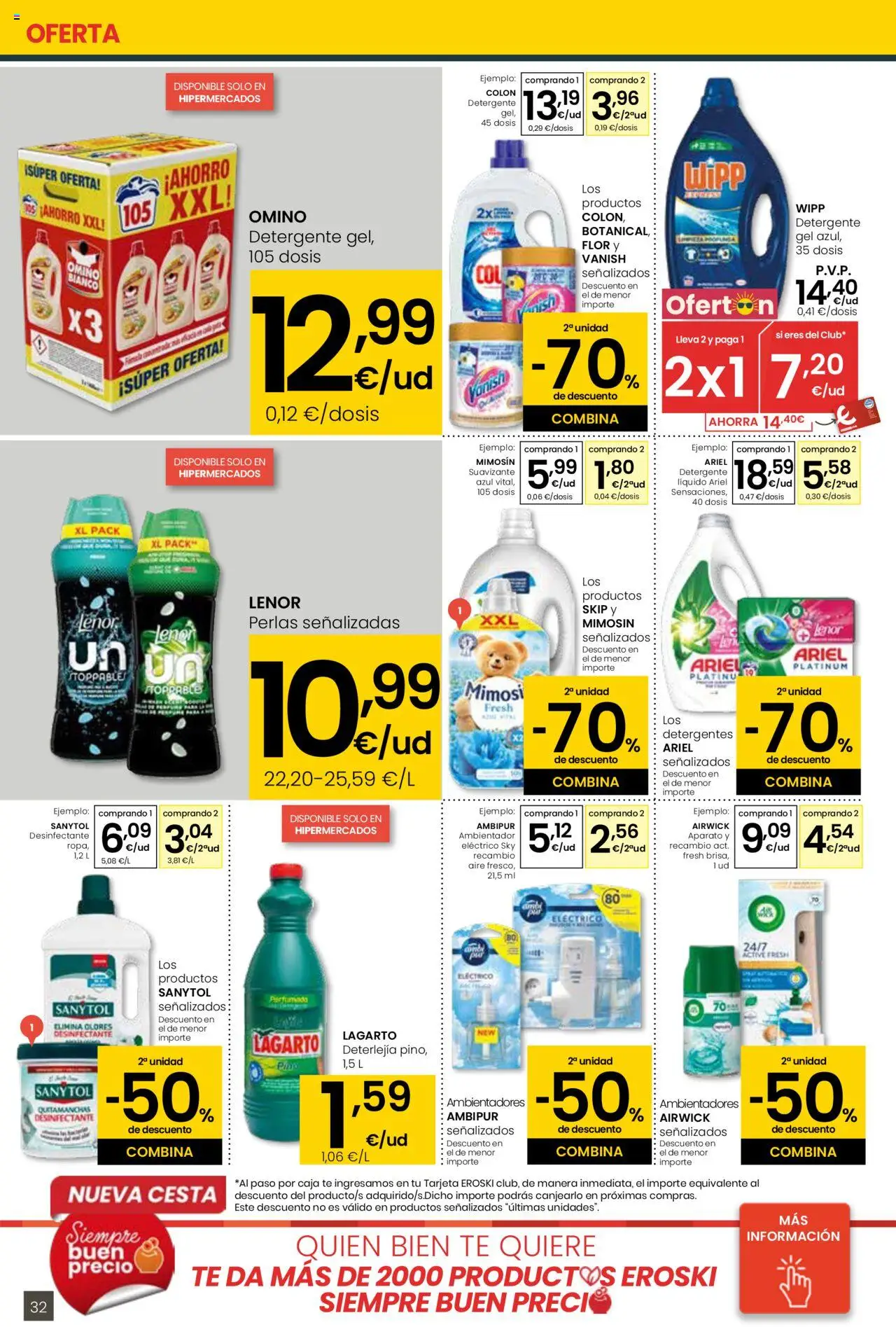 Eroski - Para conquistarte │ válido desde el 12.06.2025 | Página: 32 | Productos: Té, Detergente líquido, Suavizante, Caja
