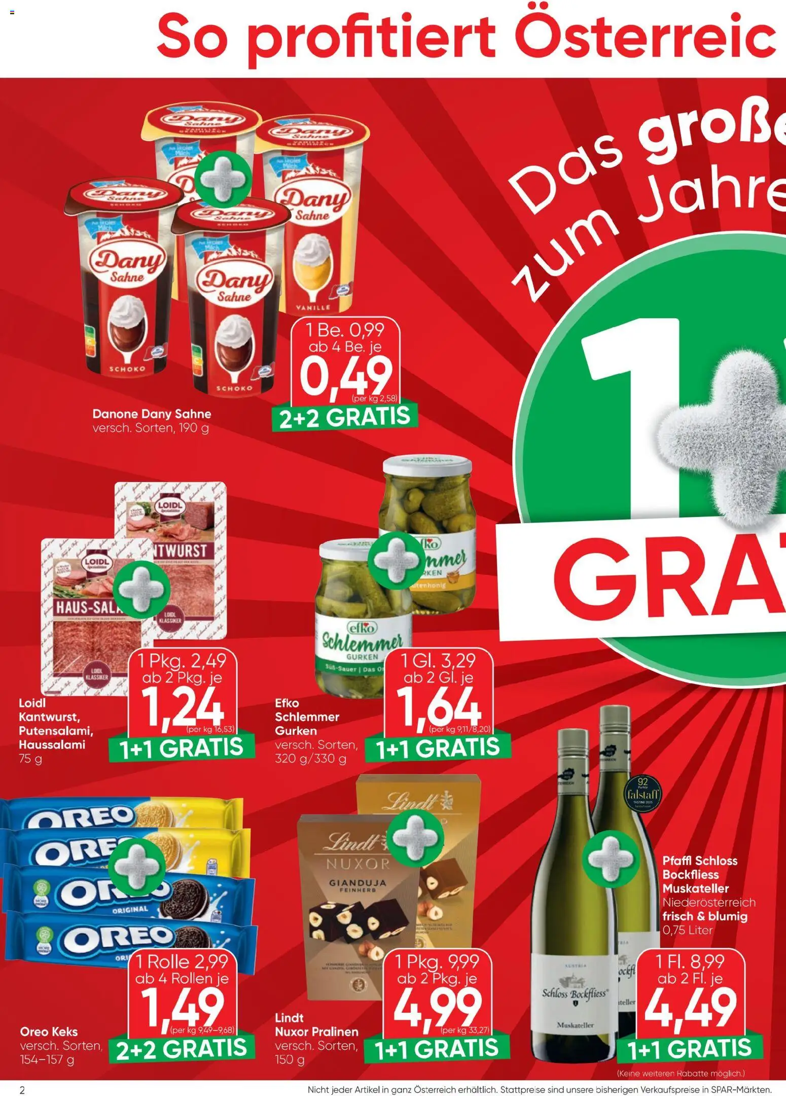 Spar Flugblatt gültig ab 22.01.2026 | Seite: 2 | Produkte: Sahne, Gurken
