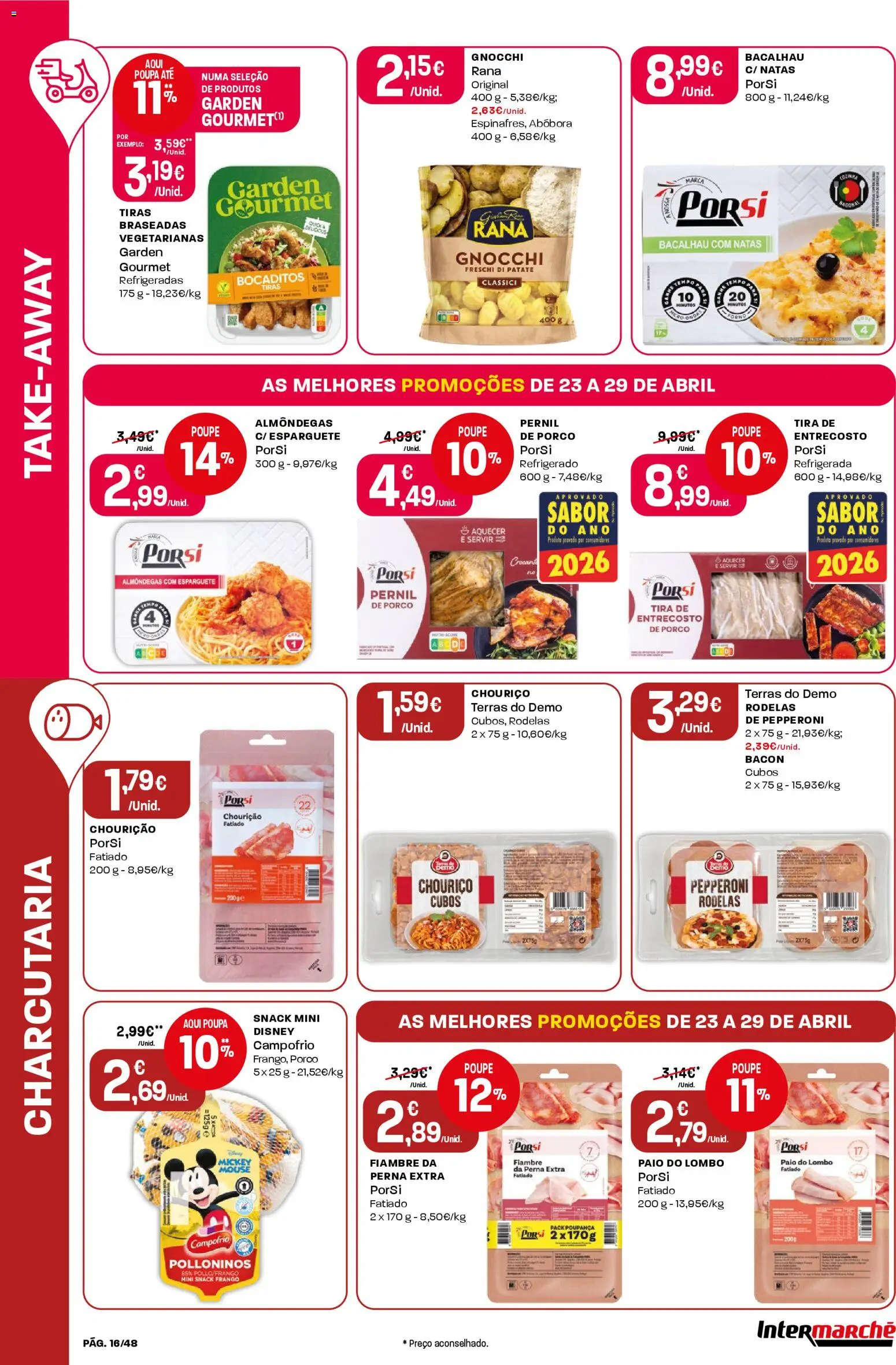 Intermarché folheto │ válido de 23.04.2026 | Página: 16 | Produtos: Pernil, Gnocchi, Lombo, Natas