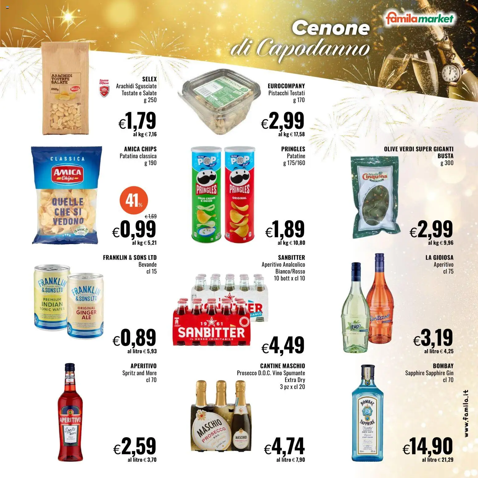 Volantino Famila del 28.12.2025 | Pagina: 5 | Prodotti: Gin, Prosecco, Pistacchi, Aperitivo