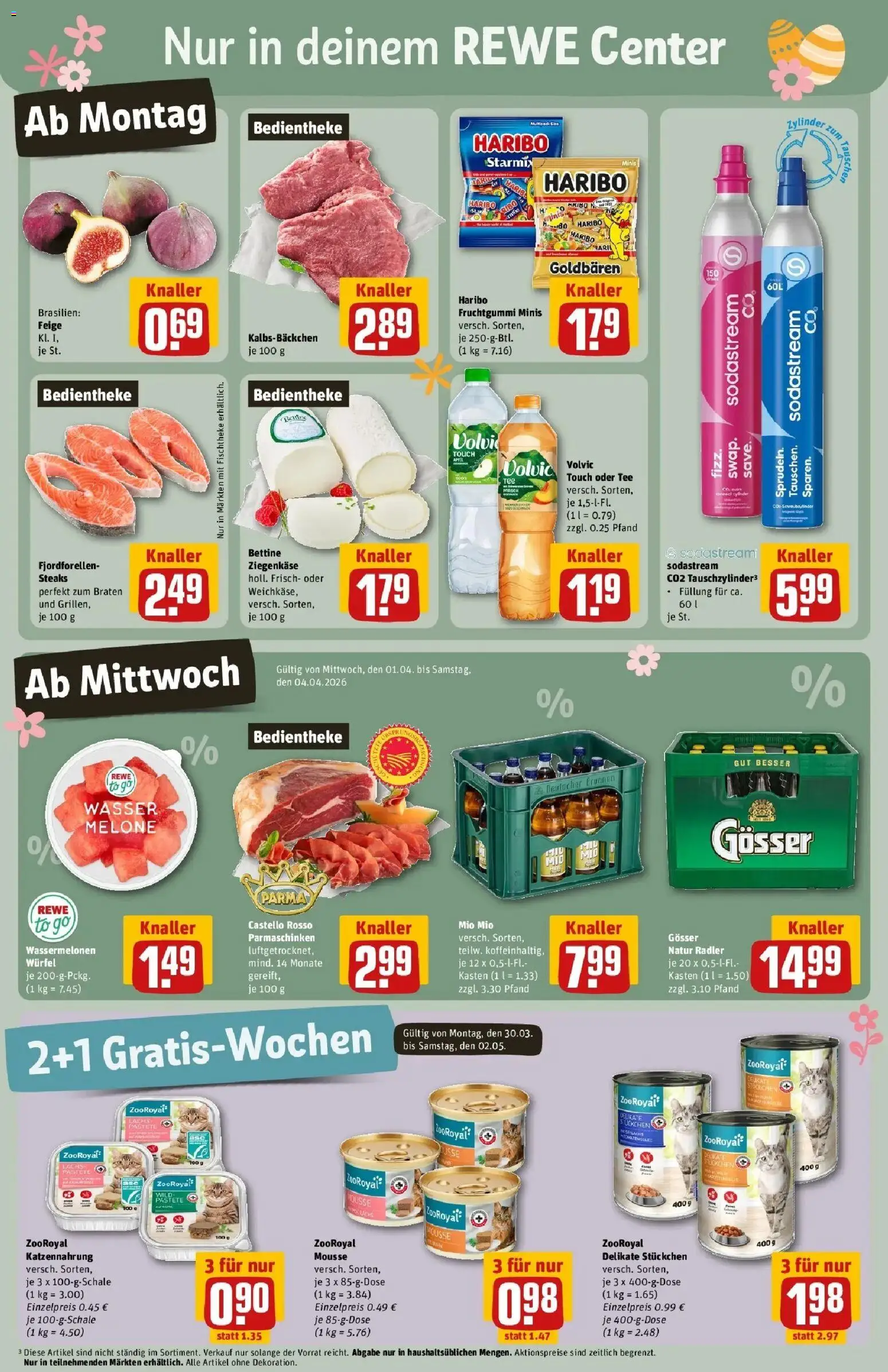 Rewe Prospekt Elsterwerda	 – gültig ab 30.03.2026 | Seite: 3 | Produkte: Wasser, Steak, Volvic, Sodastream