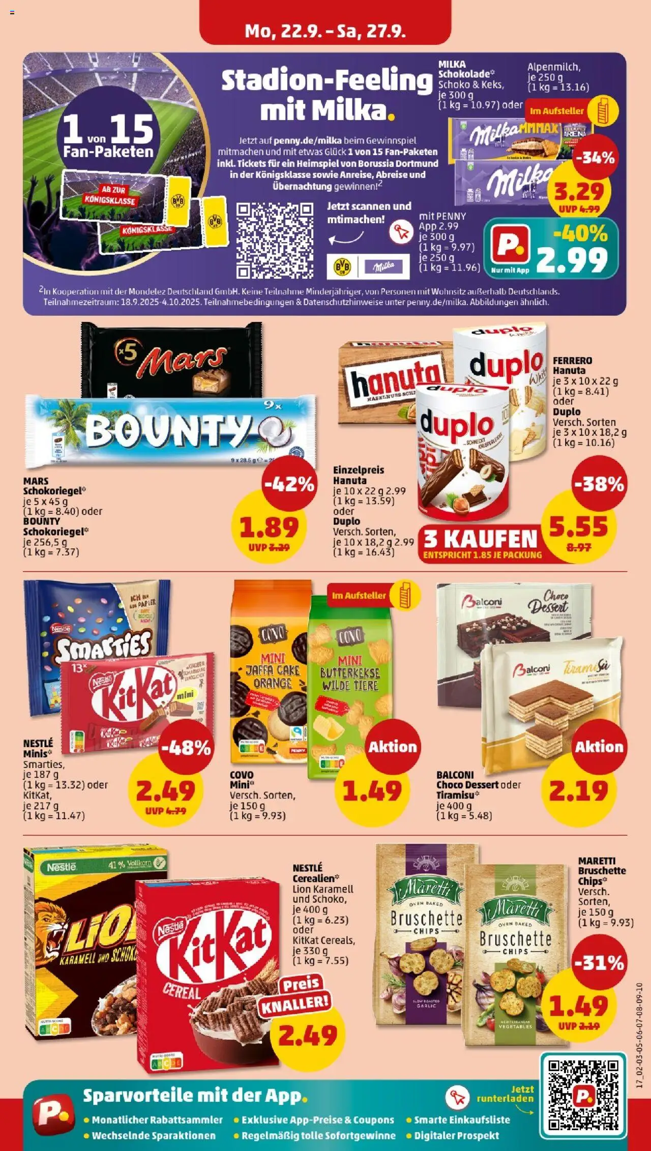 Penny - Saarland  – gültig ab 22.09.2025 | Seite: 19 | Produkte: Smarties, Milka, Mars, Chips