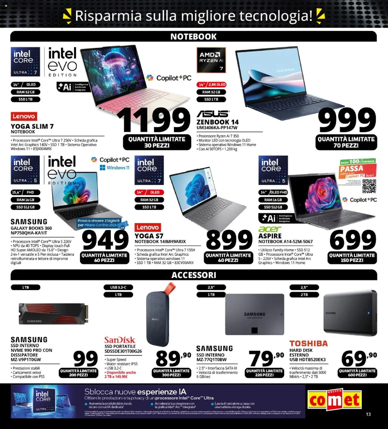 Volantino Comet del 13.11.2025 | Pagina: 13 | Prodotti: Monitor, PC, USB, Batteria