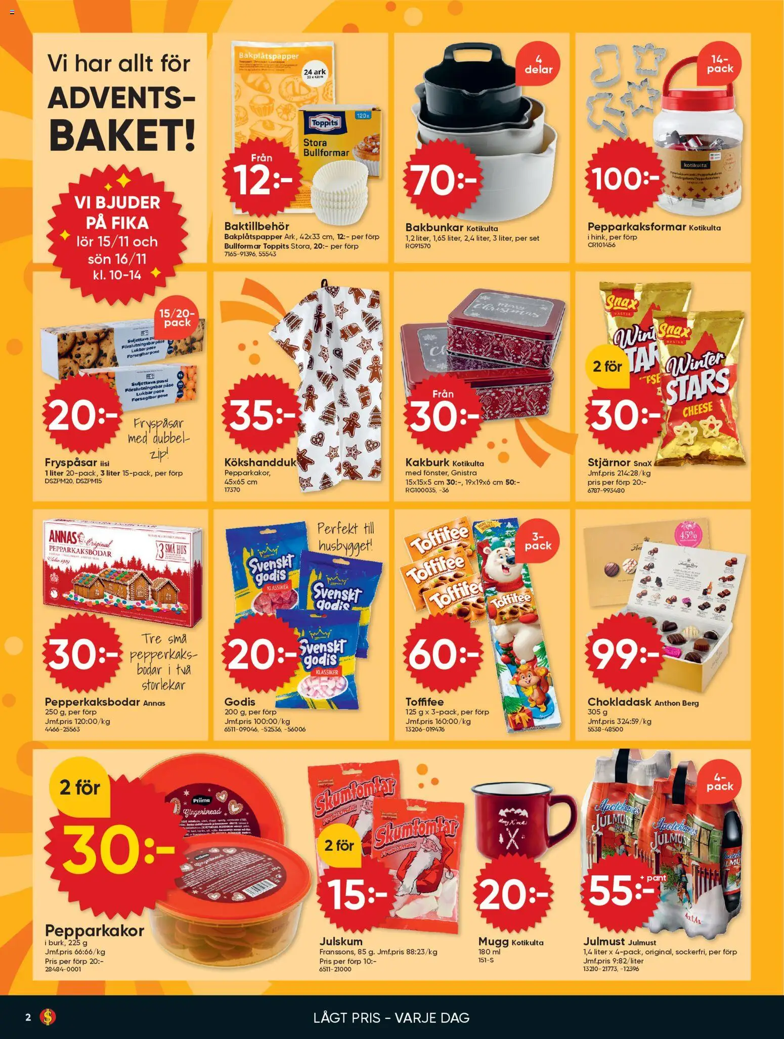 Dollar Store reklamblad aktuell från 10.11.2025 | Sida: 2 | Produkter: Bakplåtspapper, Set, Godis