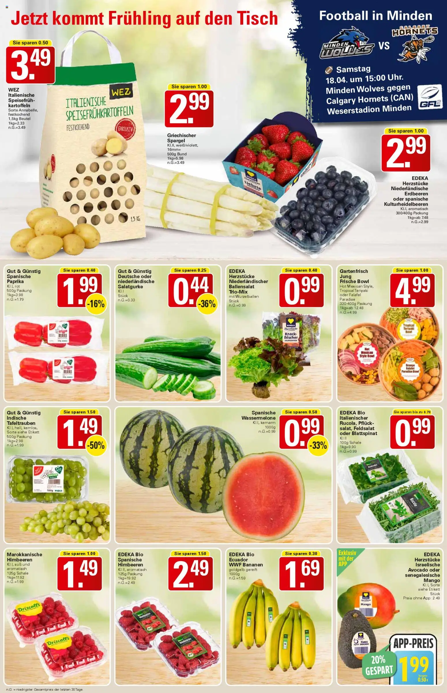 WEZ Prospekt 	 – gültig ab 13.04.2026 | Seite: 2 | Produkte: Bananen, Spargel, Kartoffeln, Mango