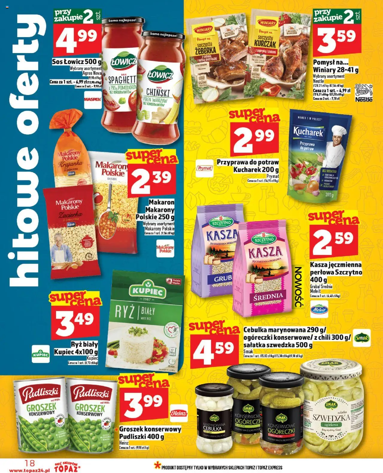 Topaz Gazetka - Ceny małe na stałe od 28.08.2025 | Strona: 18 | Produkty: Chili, Sałatka szwedzka, Ryż, Sałatka