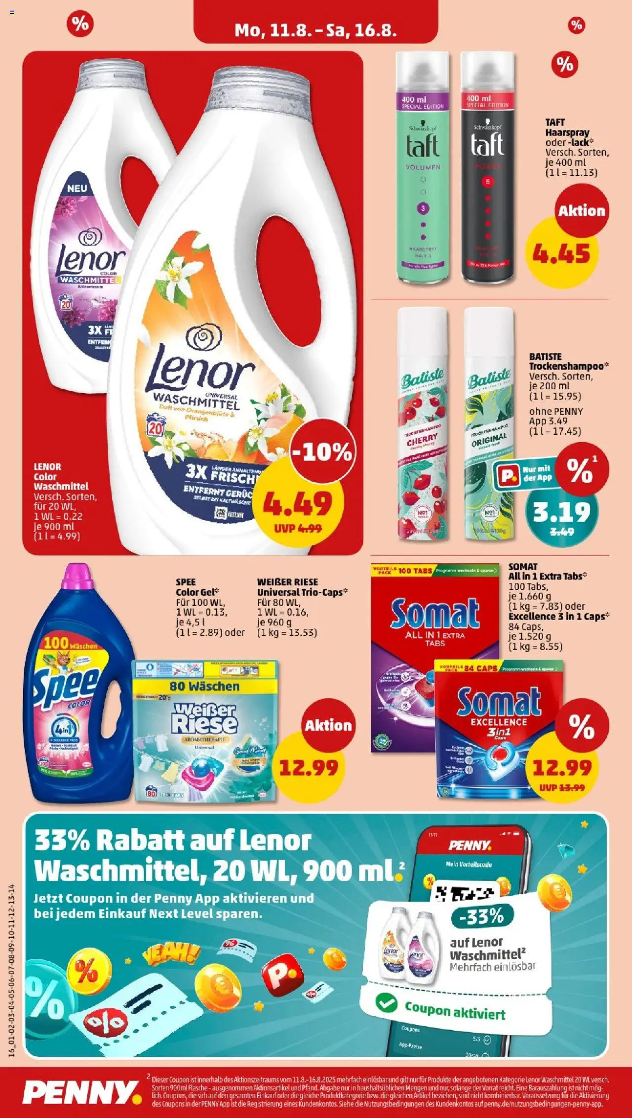 Penny - Sachsen-Anhalt - gültig ab dem 11.08.2025 | Seite: 16 | Produkte: Lenor, Duft, Haarspray, Pfirsich