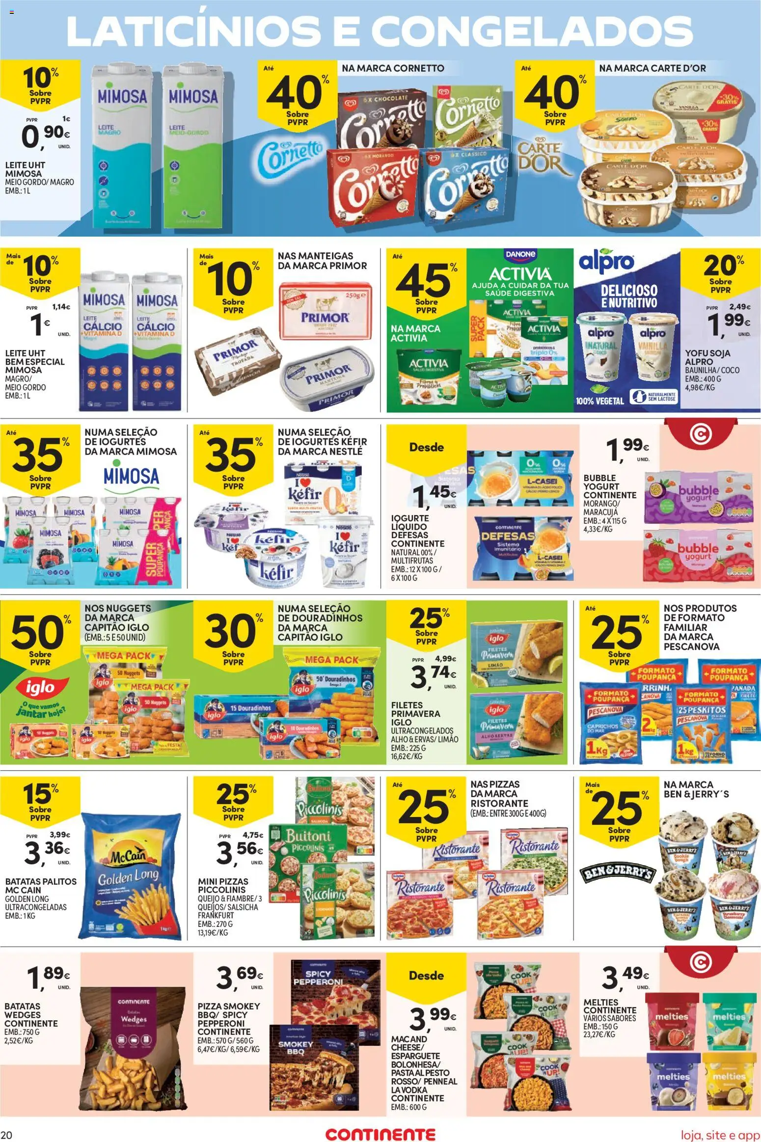 Continente Semanal Continente Bom Dia │ válido de 31.03.2026 | Página: 20 | Produtos: Iogurtes, Iogurte, Pizza, Vitamina d