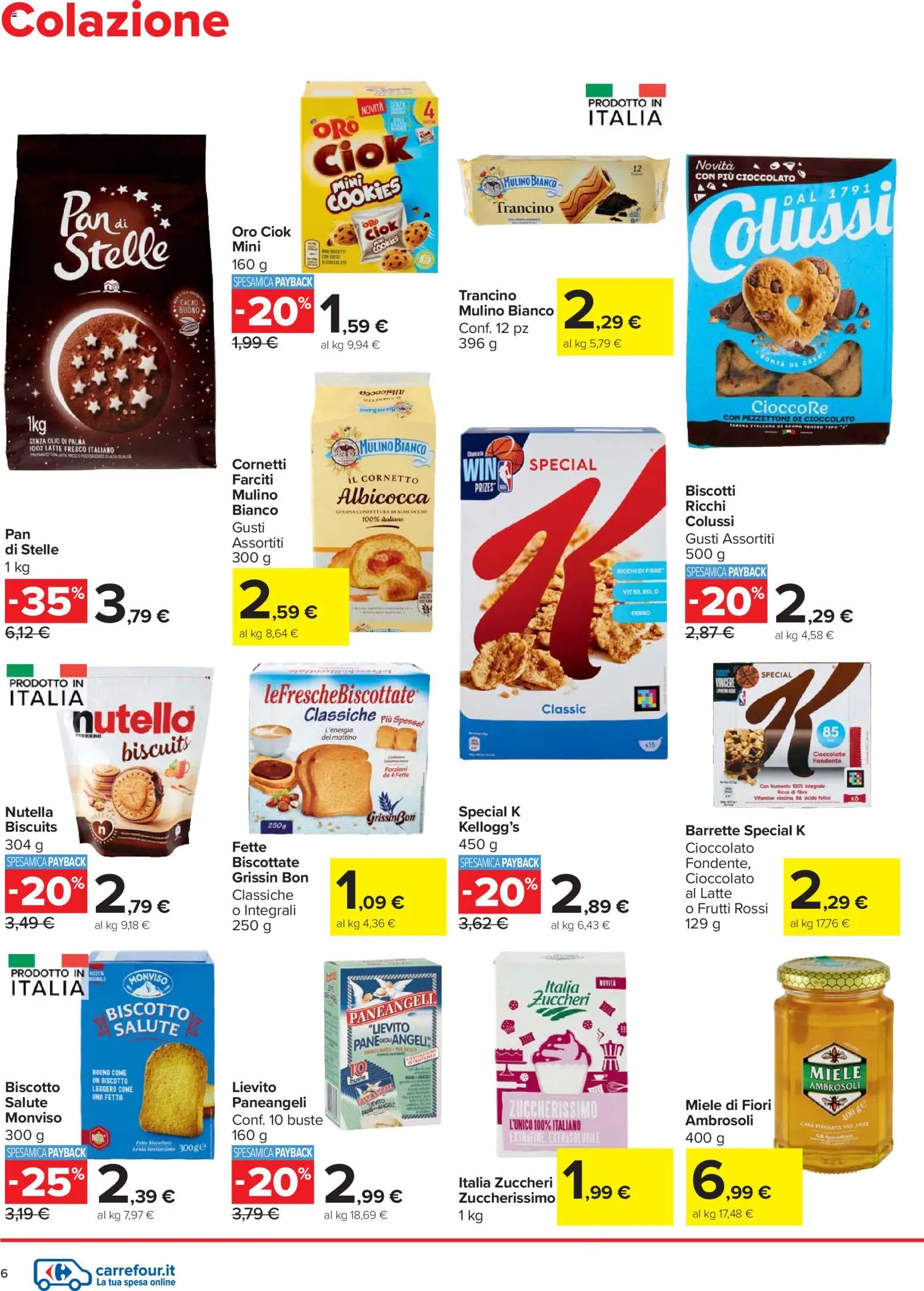 Volantino Carrefour del 27.11.2025 | Pagina: 6 | Prodotti: Cornetto, Biscotti, Latte, Olio