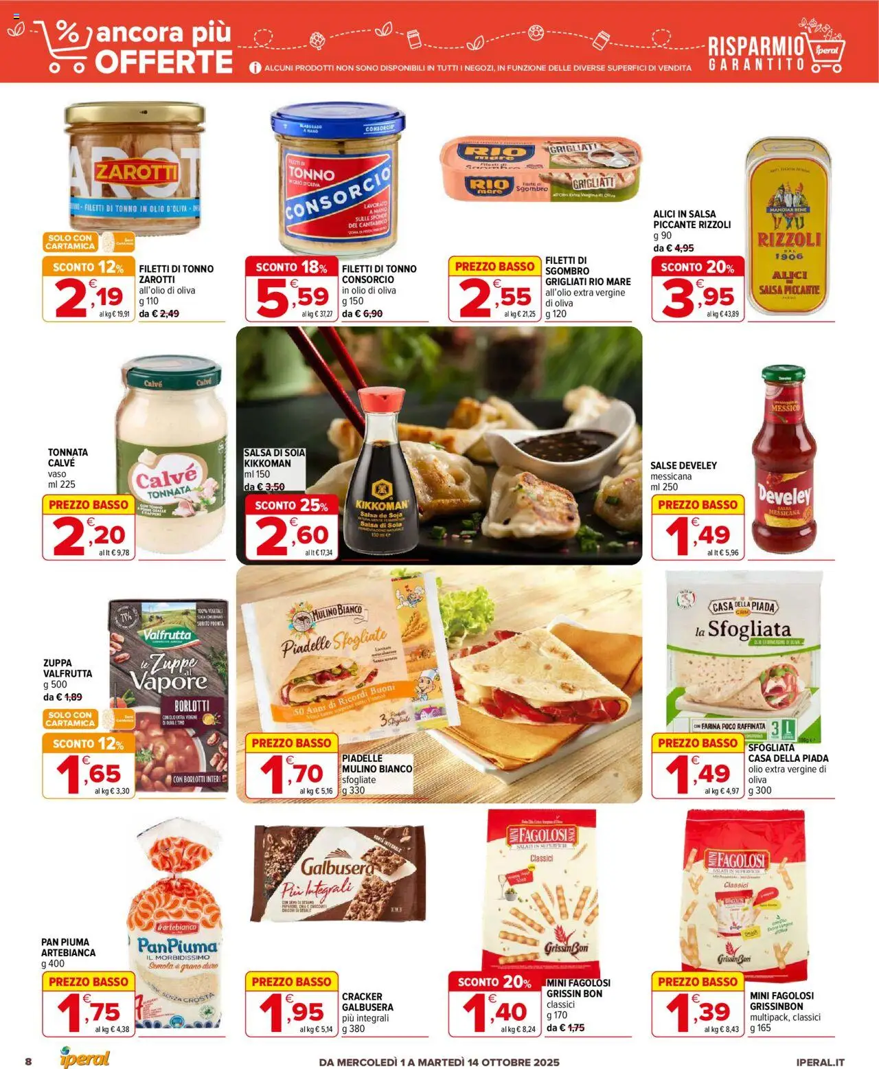 Volantino Iperal del 01.10.2025 | Pagina: 8 | Prodotti: Salsa, Olio extra vergine, Sgombro, Alici
