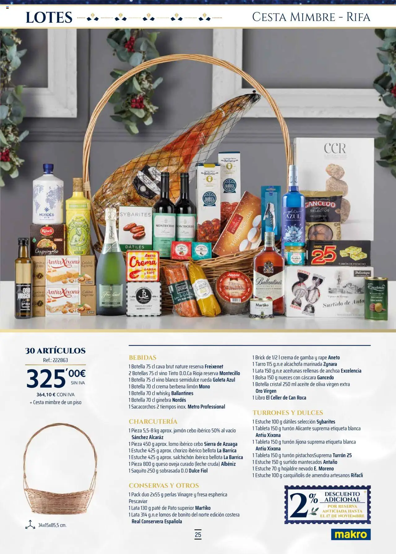 Makro - Lotes y cestas Norte y Sur │ válido desde el 04.10.2025 | Página: 25 | Productos: Aceite, Ginebra, Crema, Sobrasada