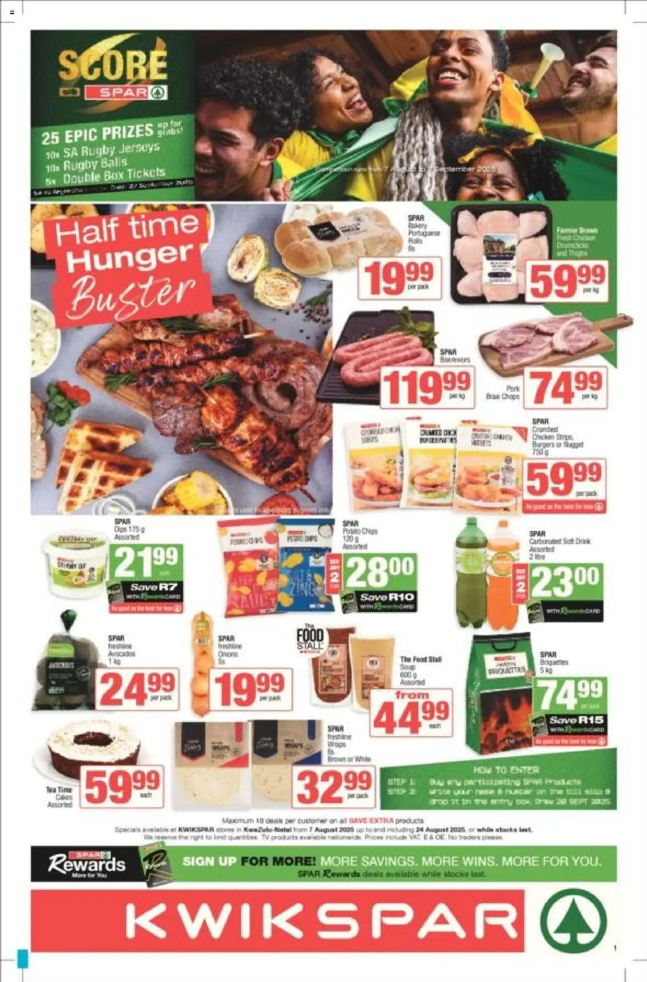 KWIKSPAR - Kwazulu-Natal - Weekly Specials │ valid from 07.08.2025 | Page: 1 | Products: Pork, Tea, Burgers, Chips