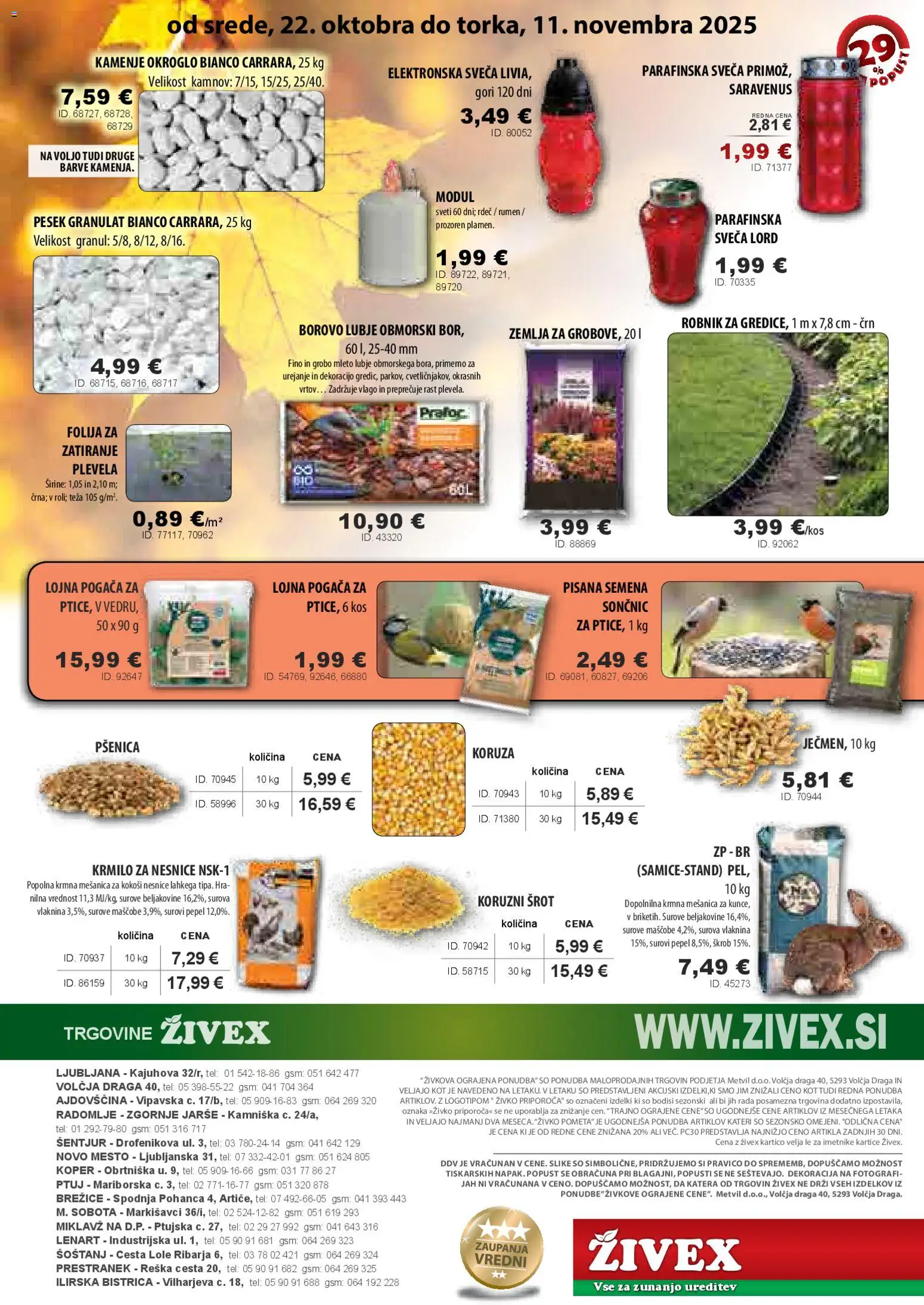 Novi Živex katalog ponudbe – veljaven od 22.10.2025 | Stran: 8 | Izdelki: Koruza, Žemlja, Teza, Kos