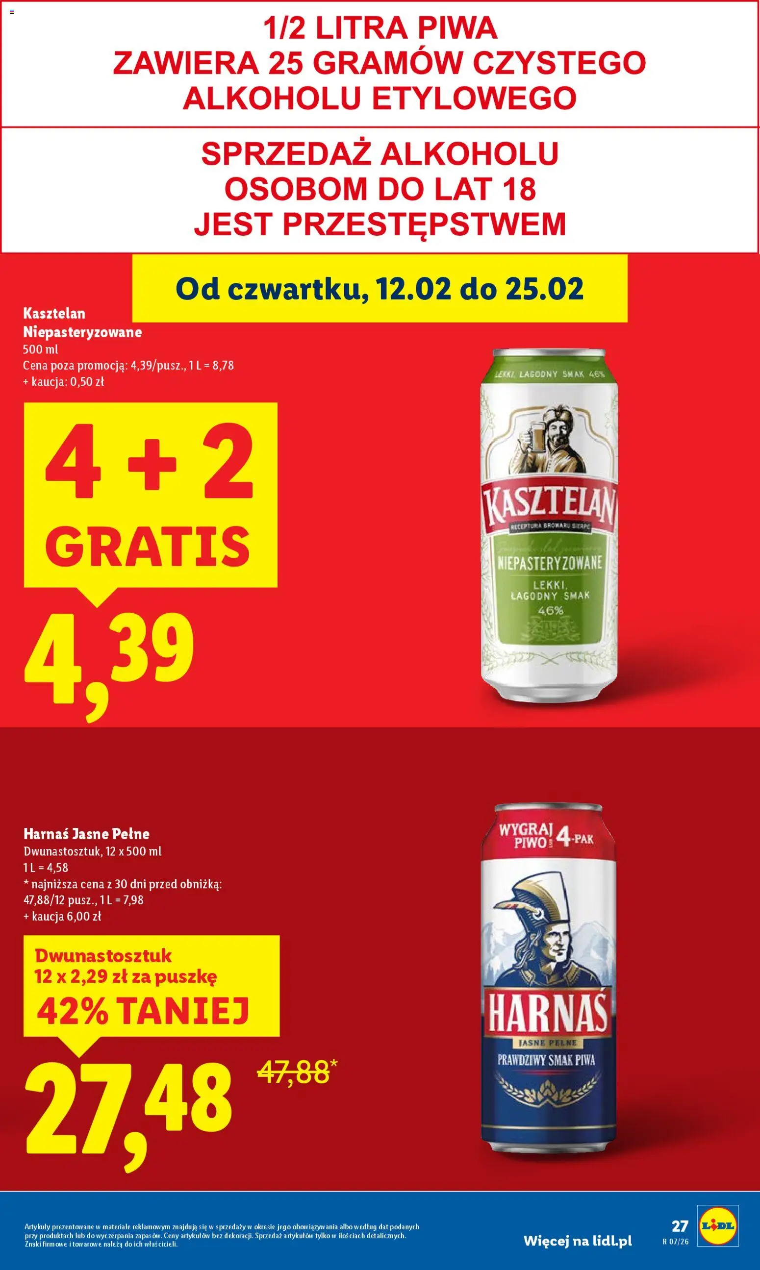Lidl Gazetka od 12.02.2026 | Strona: 27 | Produkty: Harnaś, Piwo