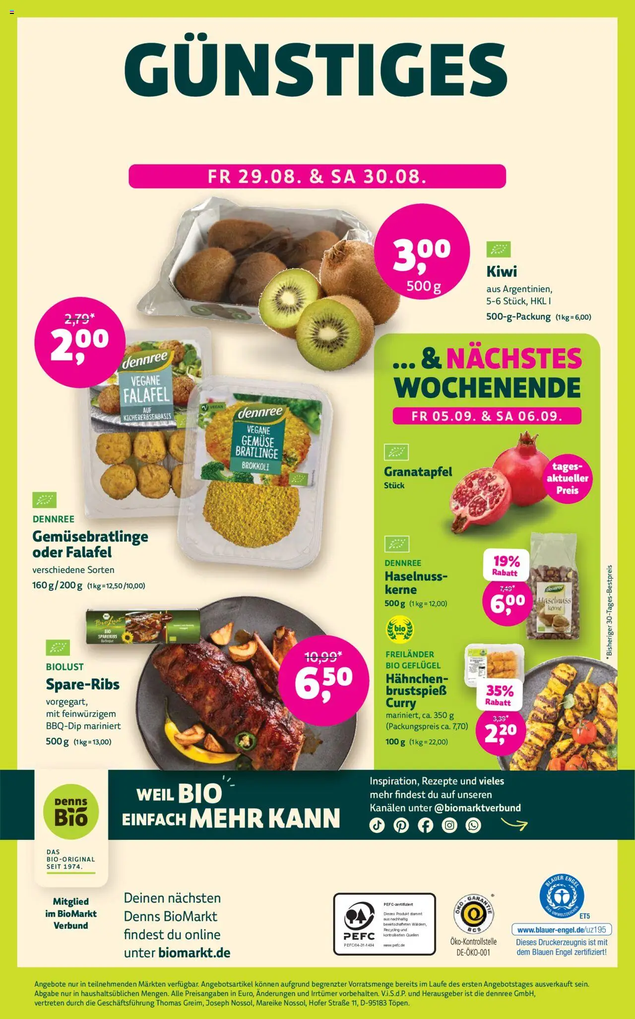 Denns BioMarkt Angebote - gültig ab dem 27.08.2025 | Seite: 12 | Produkte: Hahnchen, Granatapfel, Gemüse, Brokkoli