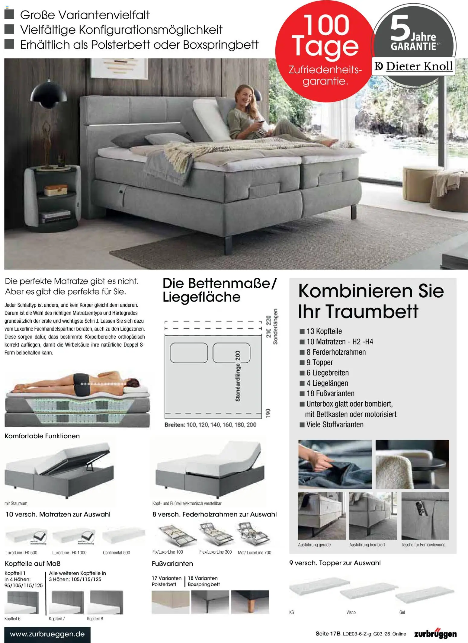 Zurbrüggen Bonus Sonder-Tage – gültig ab 15.03.2026 | Seite: 35 | Produkte: Tasche, Matratze, Boxspringbett, Topper