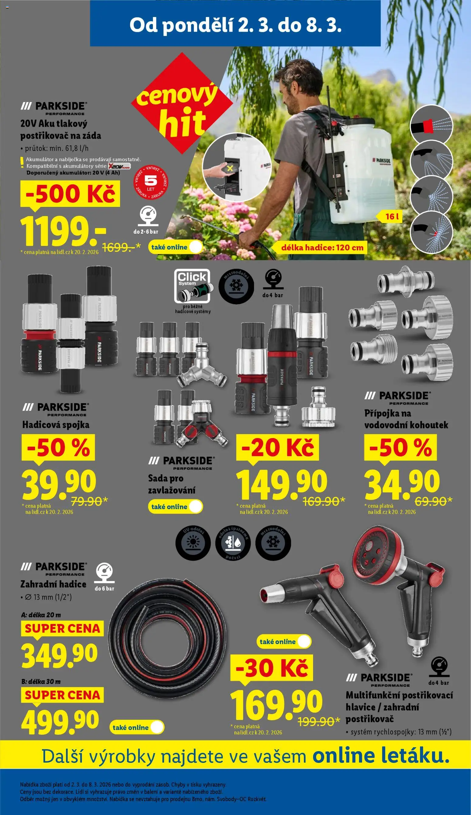 Lidl leták od 02.03.2026 | Strana: 39 | Produkty: Parkside, Zahradní hadice, Tlakový postřikovač, Hadice