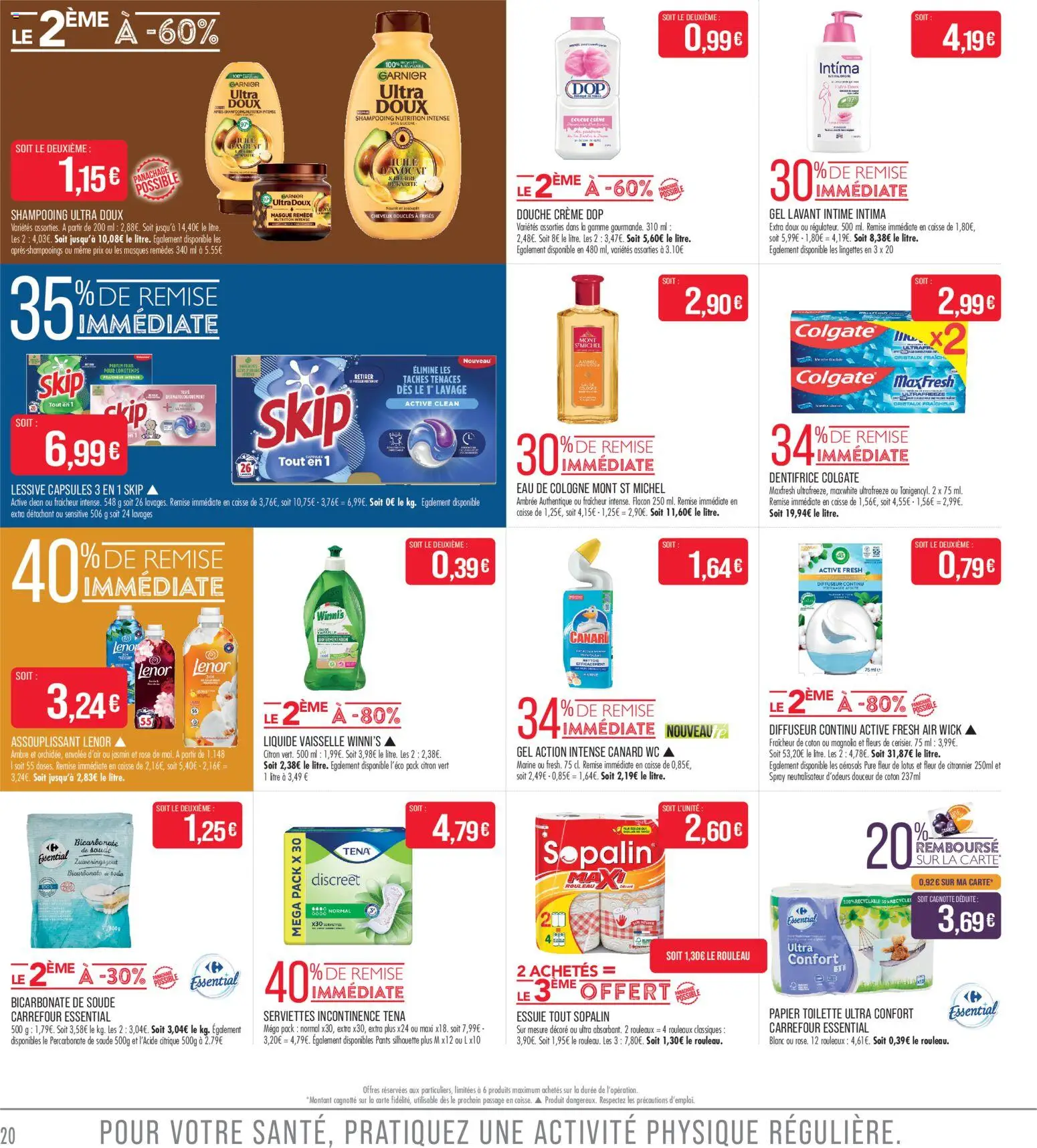 {H1} | Page: 20 | Produits: Lenor, Diffuseur, Rouleau, Douche