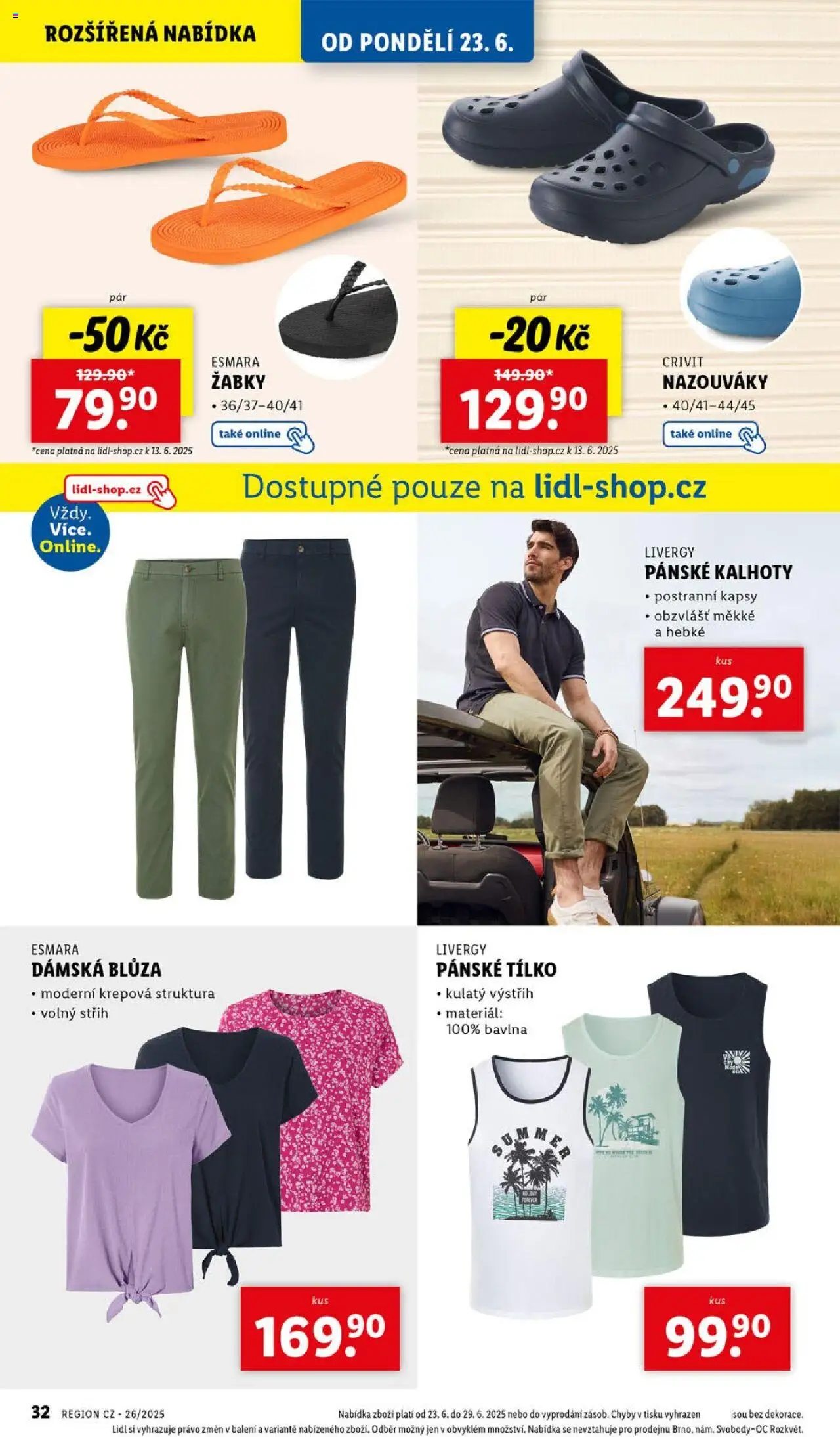 Lidl leták - Spotřební zboží od 23.06.2025 | Strana: 7 | Produkty: Tílko, Kalhoty, Žabky