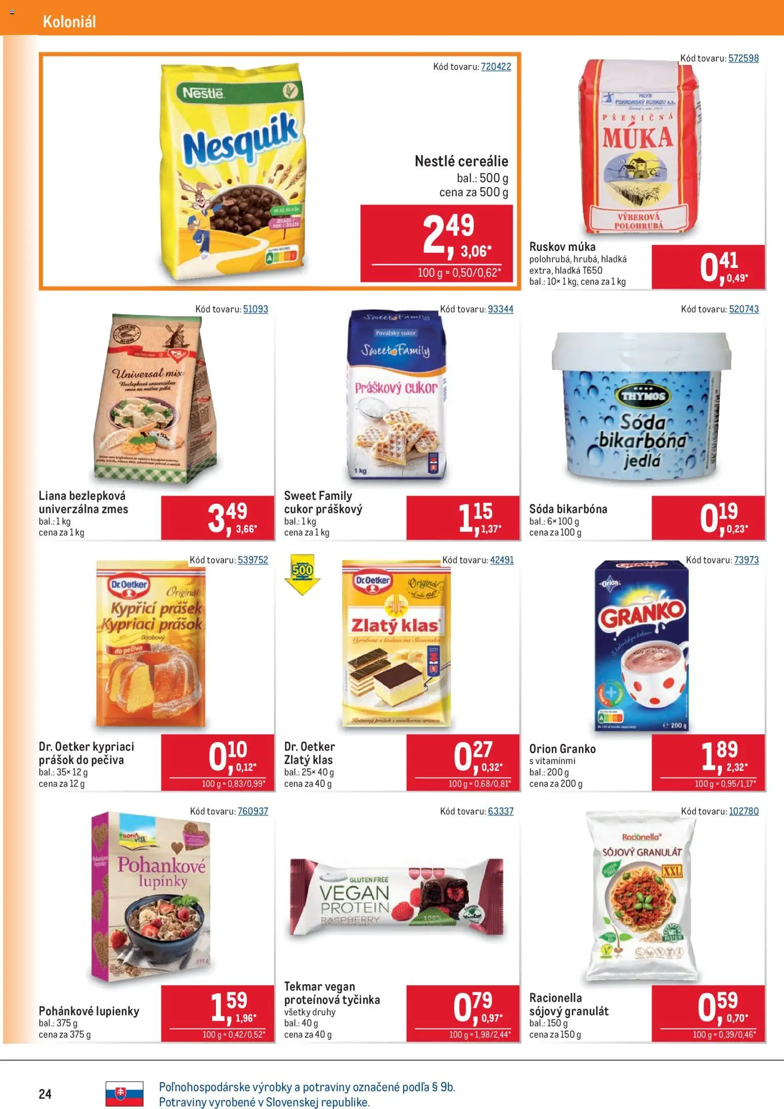 Nové Metro akcie – leták je platný od 14.01.2026 | Strana: 24 | Produkty: Protein, Práškový cukor, Granko, Nesquik