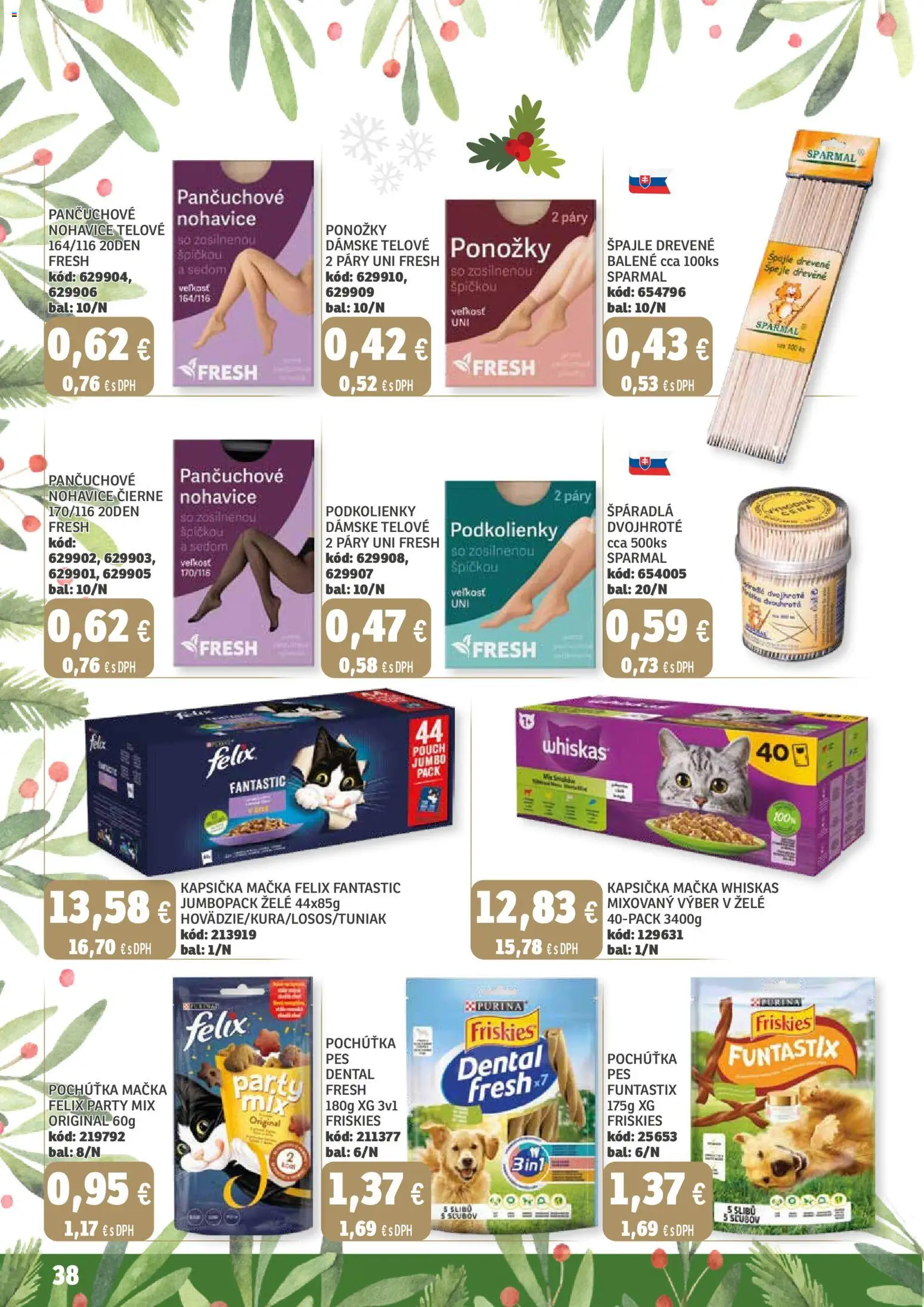 Nové Labaš akcie – leták je platný od 12.12.2025 | Strana: 38 | Produkty: Friskies, Whiskas, Nohavice, Ponožky