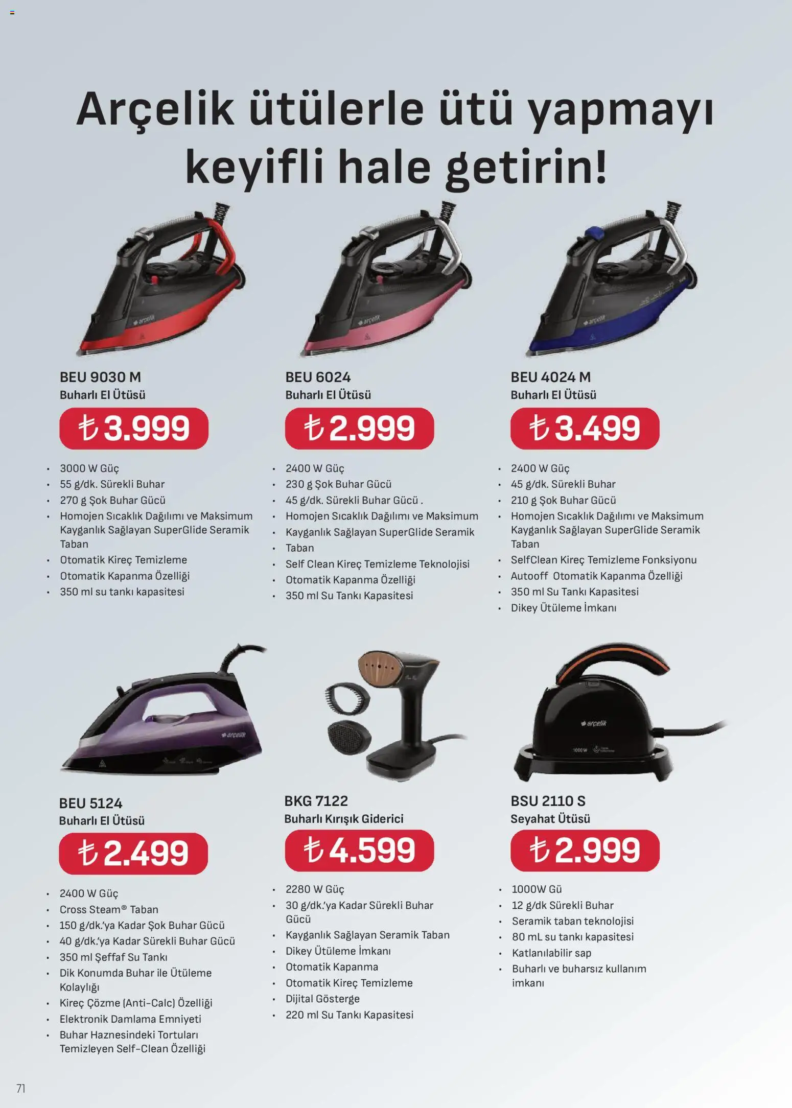 Arçelik Katalog - 01.04.2026 tarihinden itibaren geçerlidir | Sayfa: 71