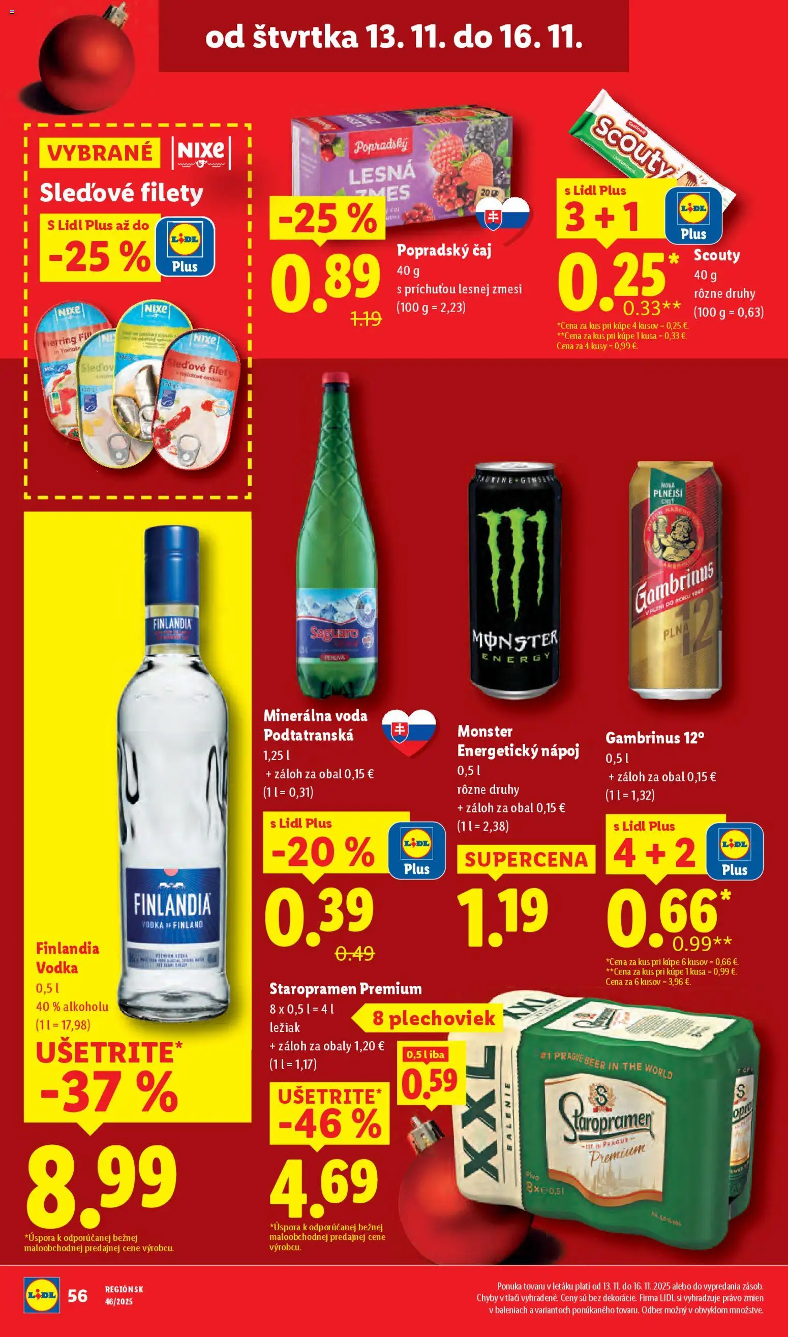 Nové Lidl akcie – leták je platný od 10.11.2025 | Strana: 78 | Produkty: Čaj, Staropramen, Voda, Gambrinus