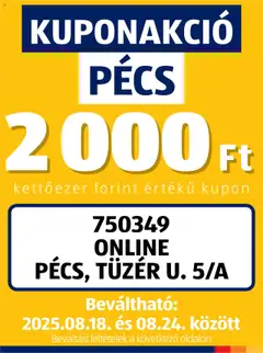 Aldi Kupón Akció | Pécs - amely érvényes a következő dátumtól: 18.08.2025