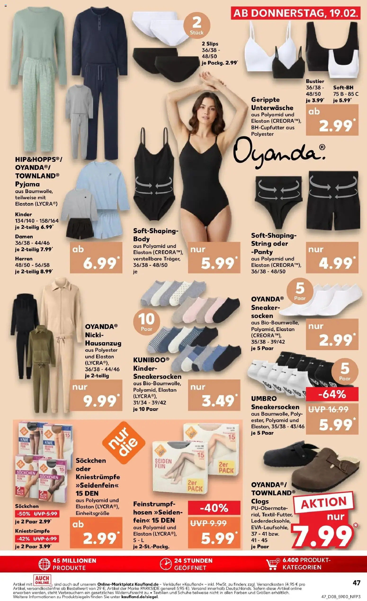 Kaufland prospekt Blankenfelde-Mahlow	 – gültig ab 22.02.2026 | Seite: 47 | Produkte: Kniestrümpfe, String, Socken, Pyjama