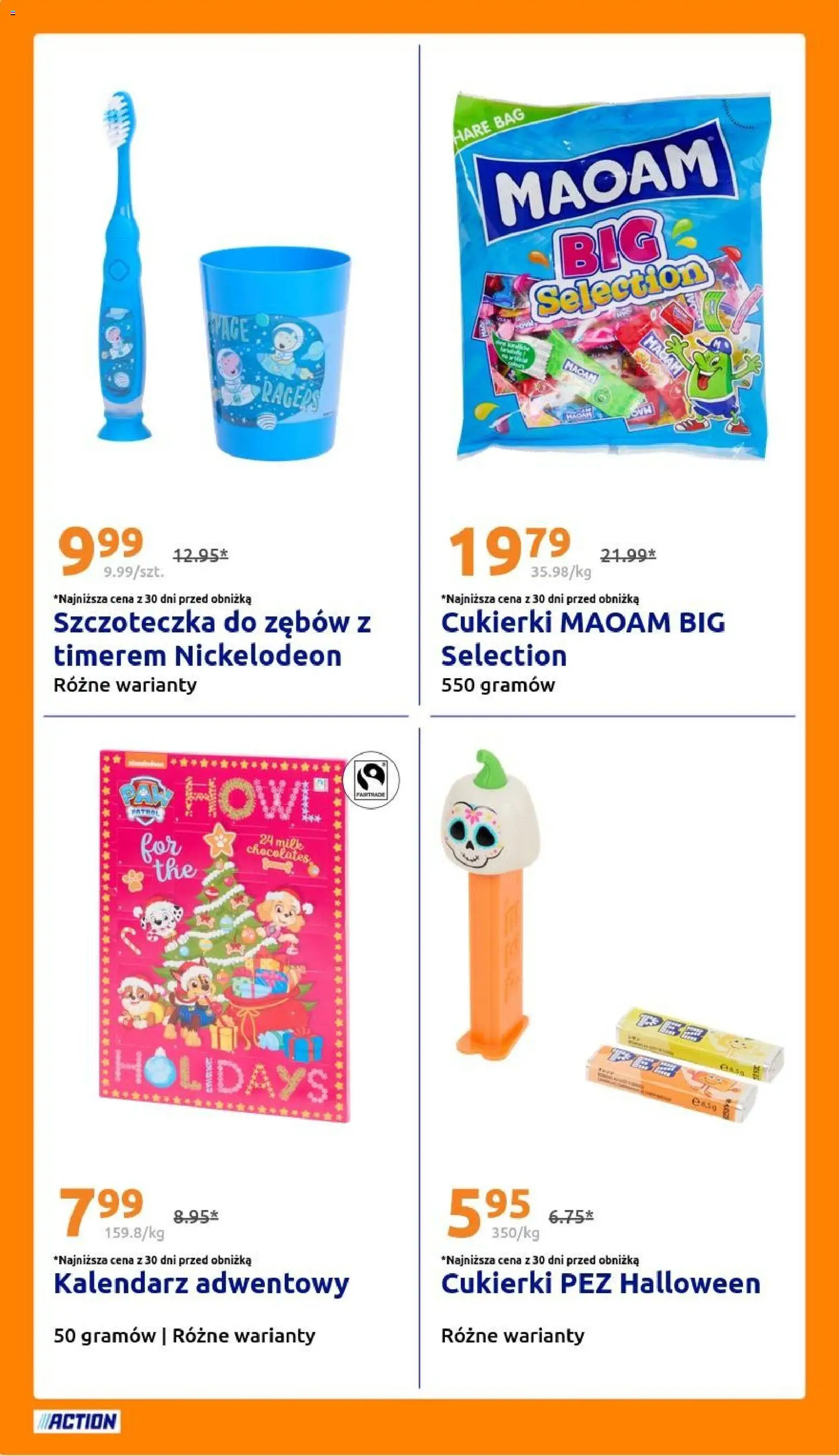 Action Gazetka od 22.10.2025 | Strona: 24 | Produkty: Kalendarz adwentowy, Kalendarz, Cukierki, Szczoteczka do zębów