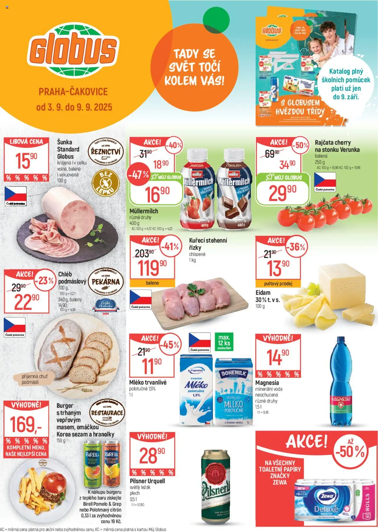 Globus leták od 03.09.2025 | Strana: 1 | Produkty: Pomelo, Mléko, Chléb, Šunka