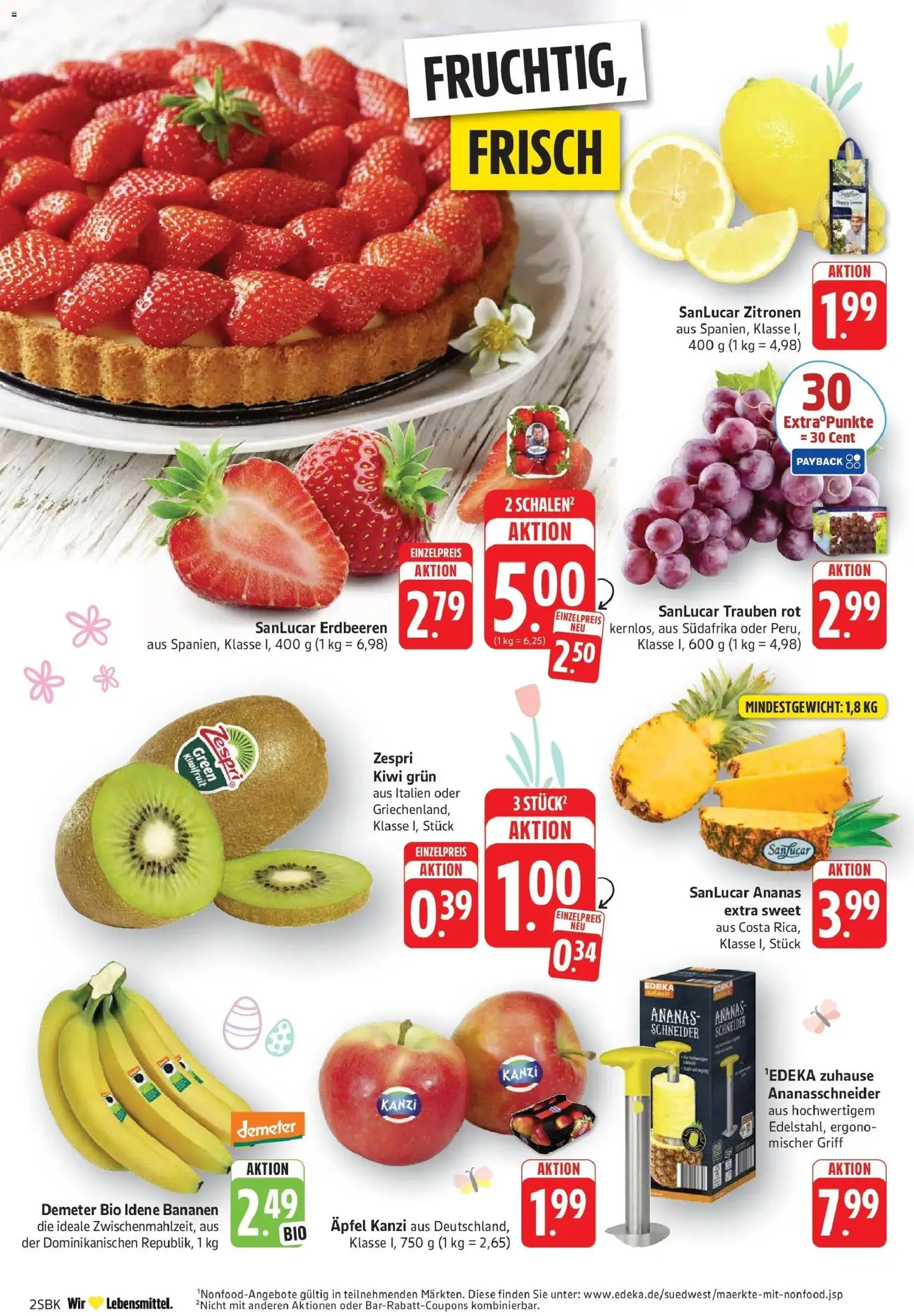 E center Prospekt Bad Bergzabern	 – gültig ab 29.03.2026 | Seite: 2 | Produkte: Trauben, Ananas, Kiwi, Zitronen